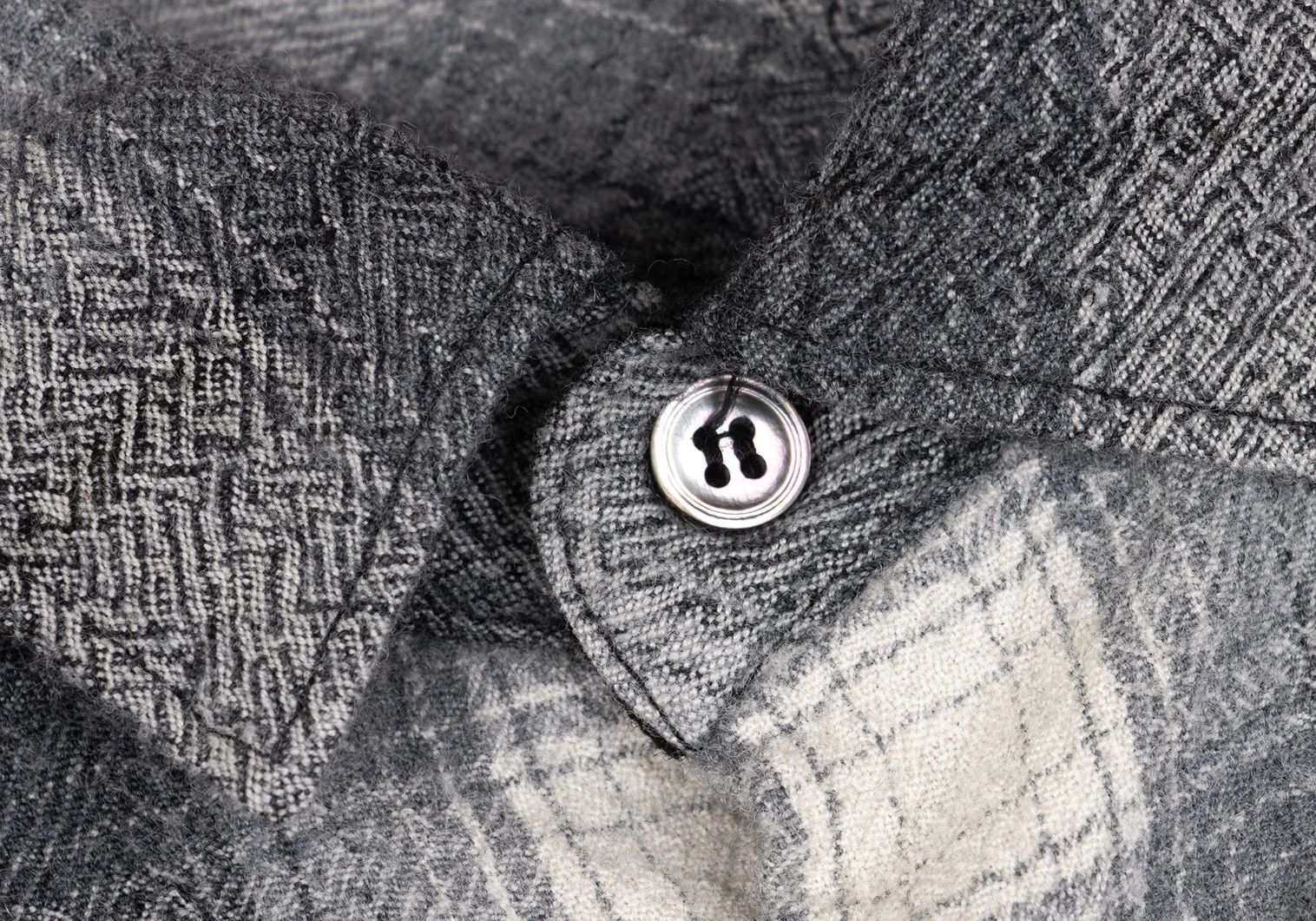 Ganryu Wool Ombre Check Flannel Shirt in Gray Off, Size S Size US S / EU 44-46 / 1 - 4 Thumbnail