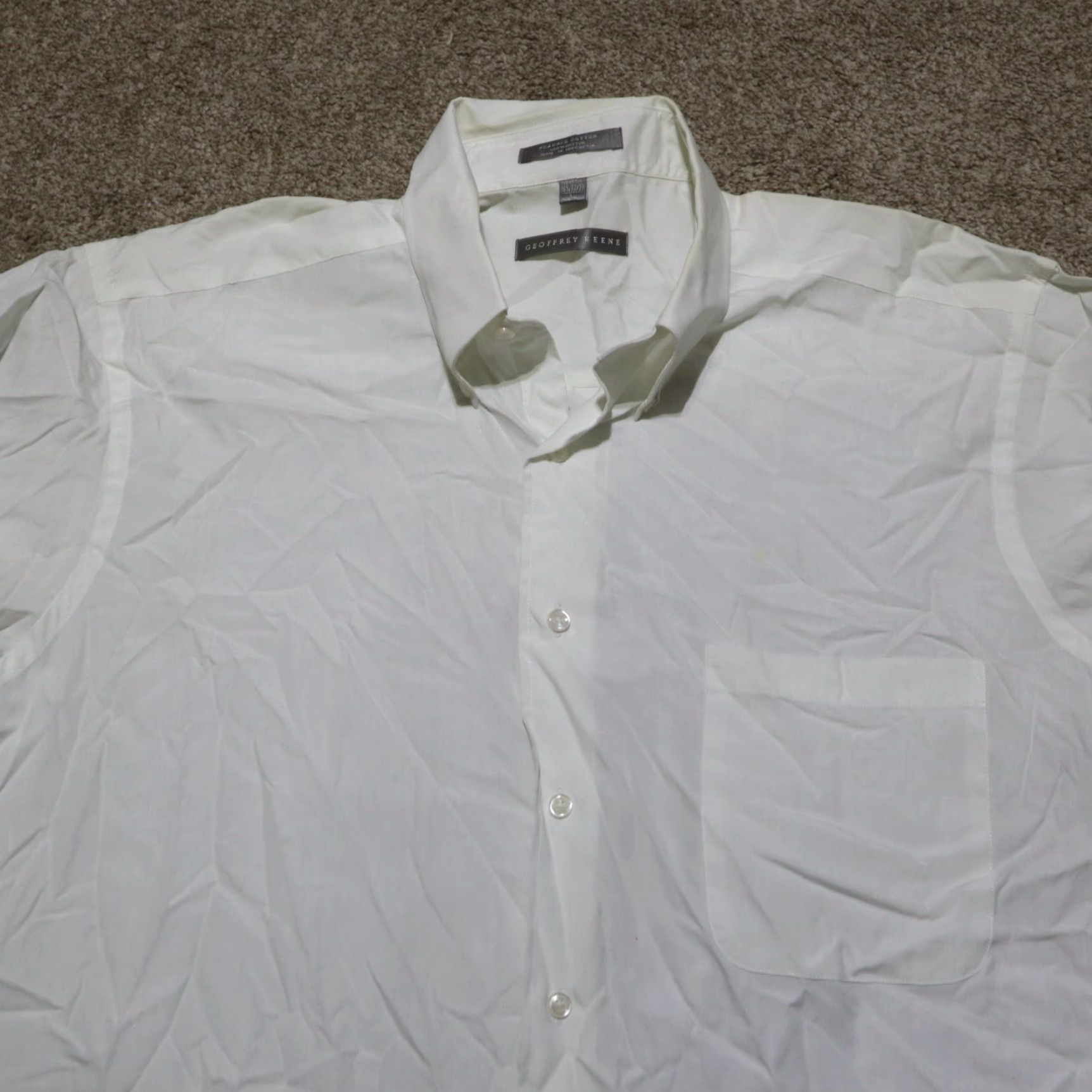 Geoffrey Beene Geoffrey Beene Shirt White Solid Long Sleeve Button-Up Adult Men's L Size US XL / EU 56 / 4 - 2 Thumbnail
