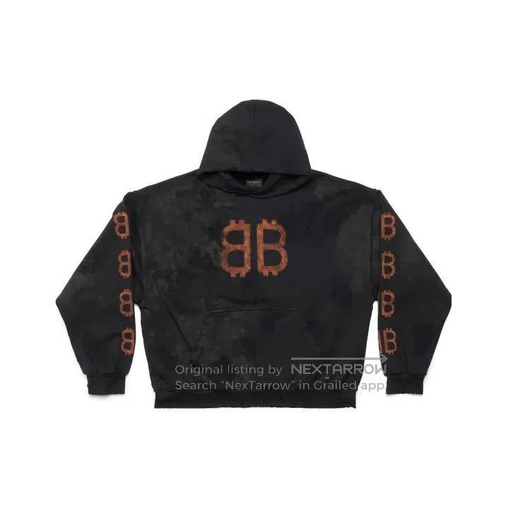 Balenciaga Logo Print Vintage Hoodie for Men.