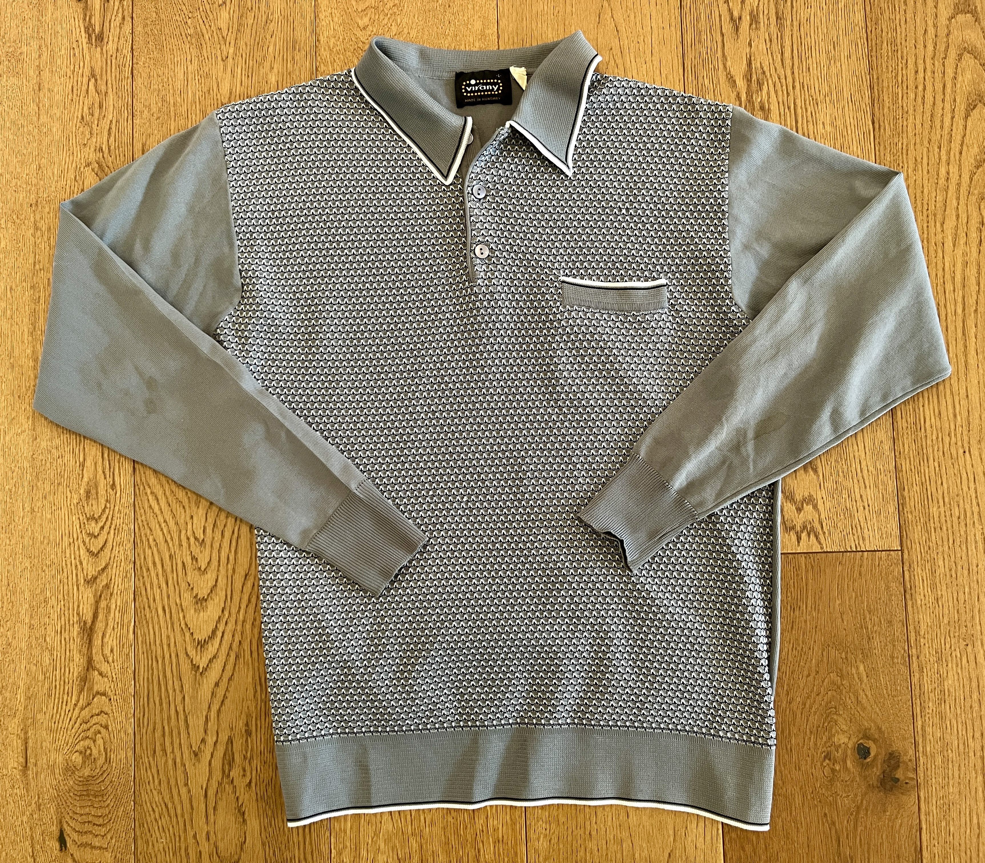 Vintage Vintage 70s Virany Hungary Textured Knit Polo Shirt L Size US L / EU 52-54 / 3 - 1 Thumbnail