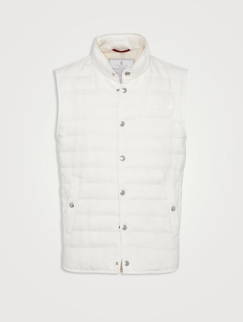 Brunello Cucinelli o1la1rc1a0425 Goose Down Padded Vest in Off White Size US L / EU 52-54 / 3 - 1 Thumbnail