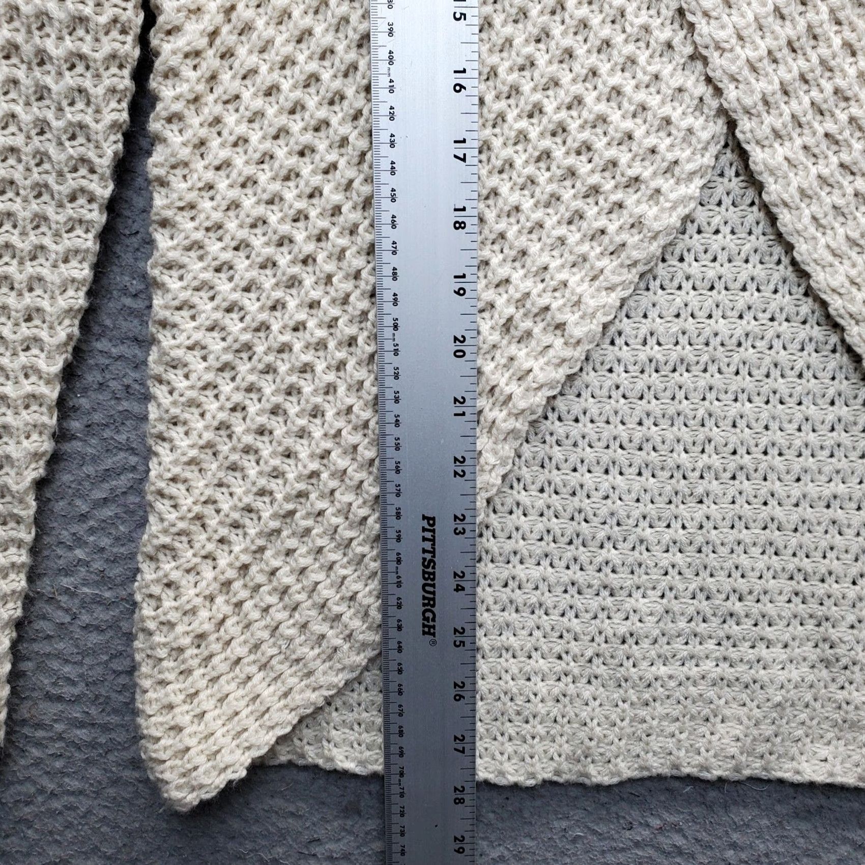 Vintage Miracle Cardigan Sweater Women S/M Tan Waffle Knit Cowl Neck Wrap Front Pullover Size S / US 4 / IT 40 - 3 Thumbnail