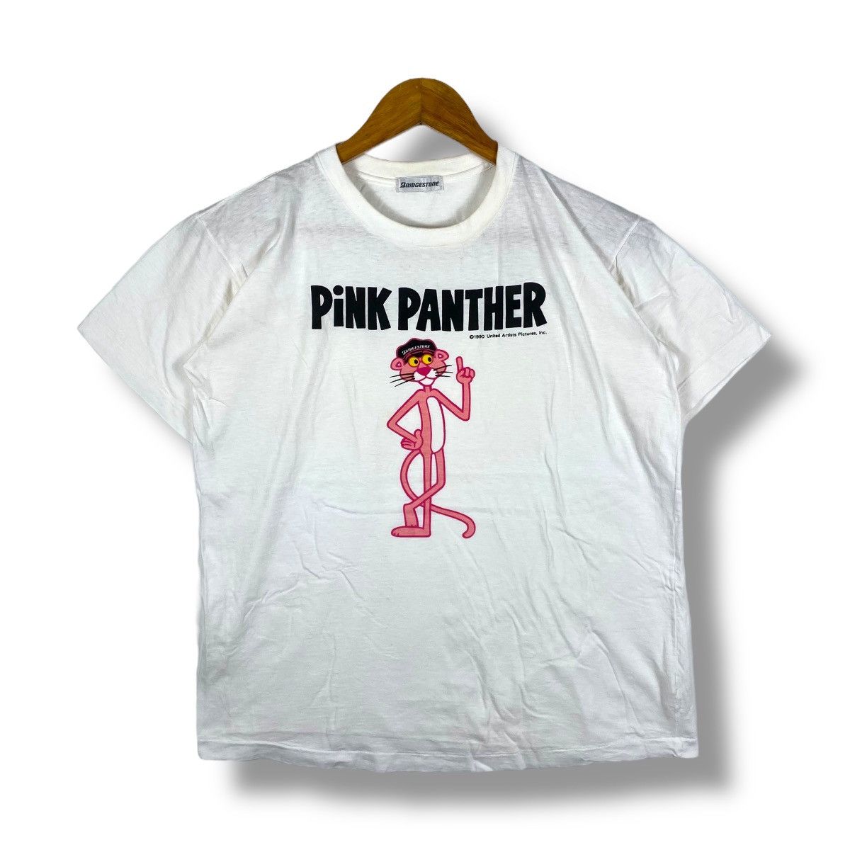 Vintage Vintage 90's PINK PANTHER Bridgestone Promo Tee Shirt Size US M / EU 48-50 / 2 - 1 Thumbnail