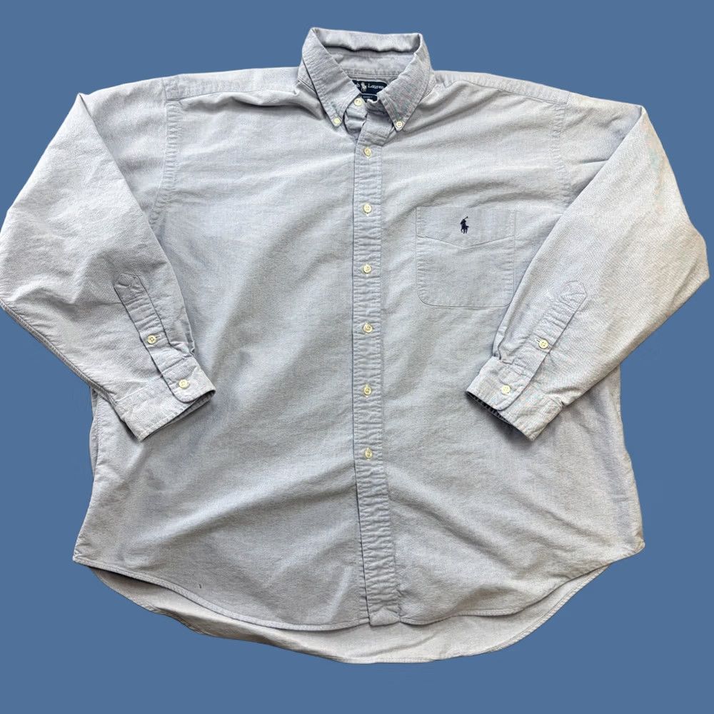 Polo Ralph Lauren VINTAGE Polo Ralph Lauren Shirt Mens XL Blue VTG BIG Oxford Cotton OCBD Relaxed Pony Size US XL / EU 56 / 4 - 1 Thumbnail