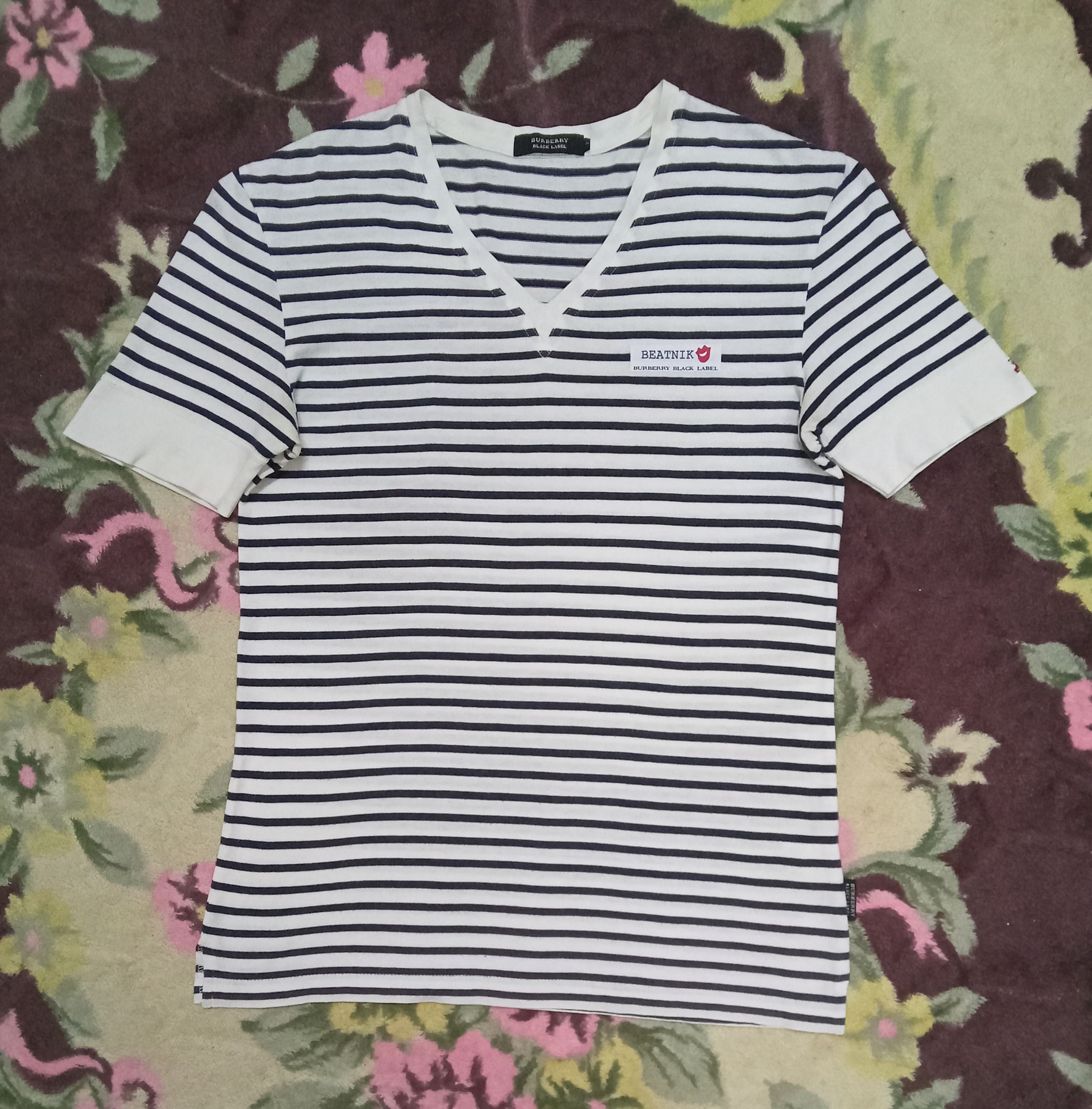 Beatnik X Burberry Black Label Stripe V Neck Tee