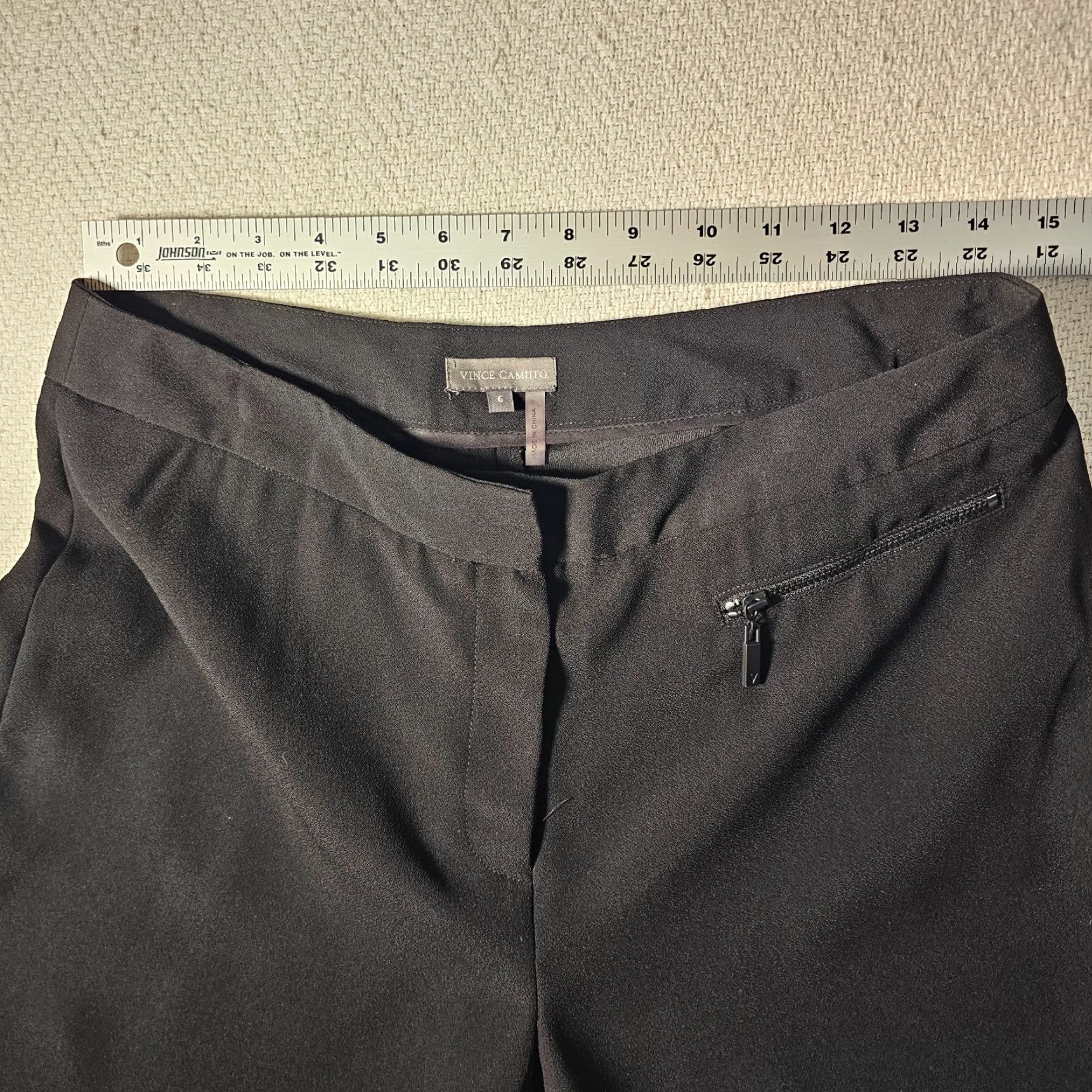 Vince Camuto Vince Camuto Dress Pants Black Satin Wide-Leg Front Pleat Pockets Size 6 Women Trousers Size 28" / US 6 / IT 42 - 5 Thumbnail