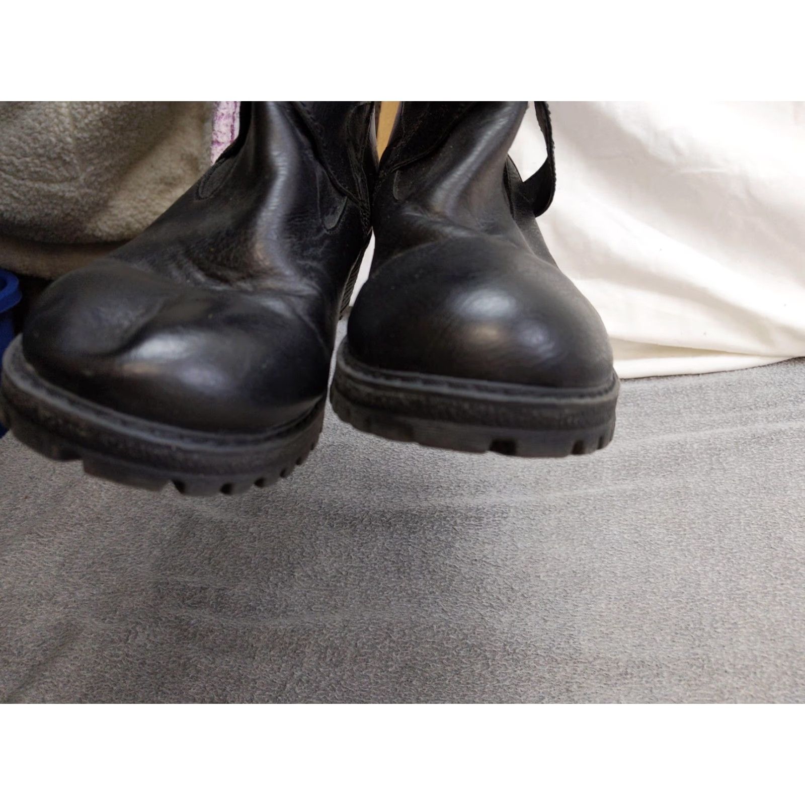 Vintage B.o.c Boots Womens 6 Black Knee High Zip Buckle Lug Sole Riding Moto Block Heel Mid-Calf Zipper Size US 6 / IT 36 - 5 Thumbnail