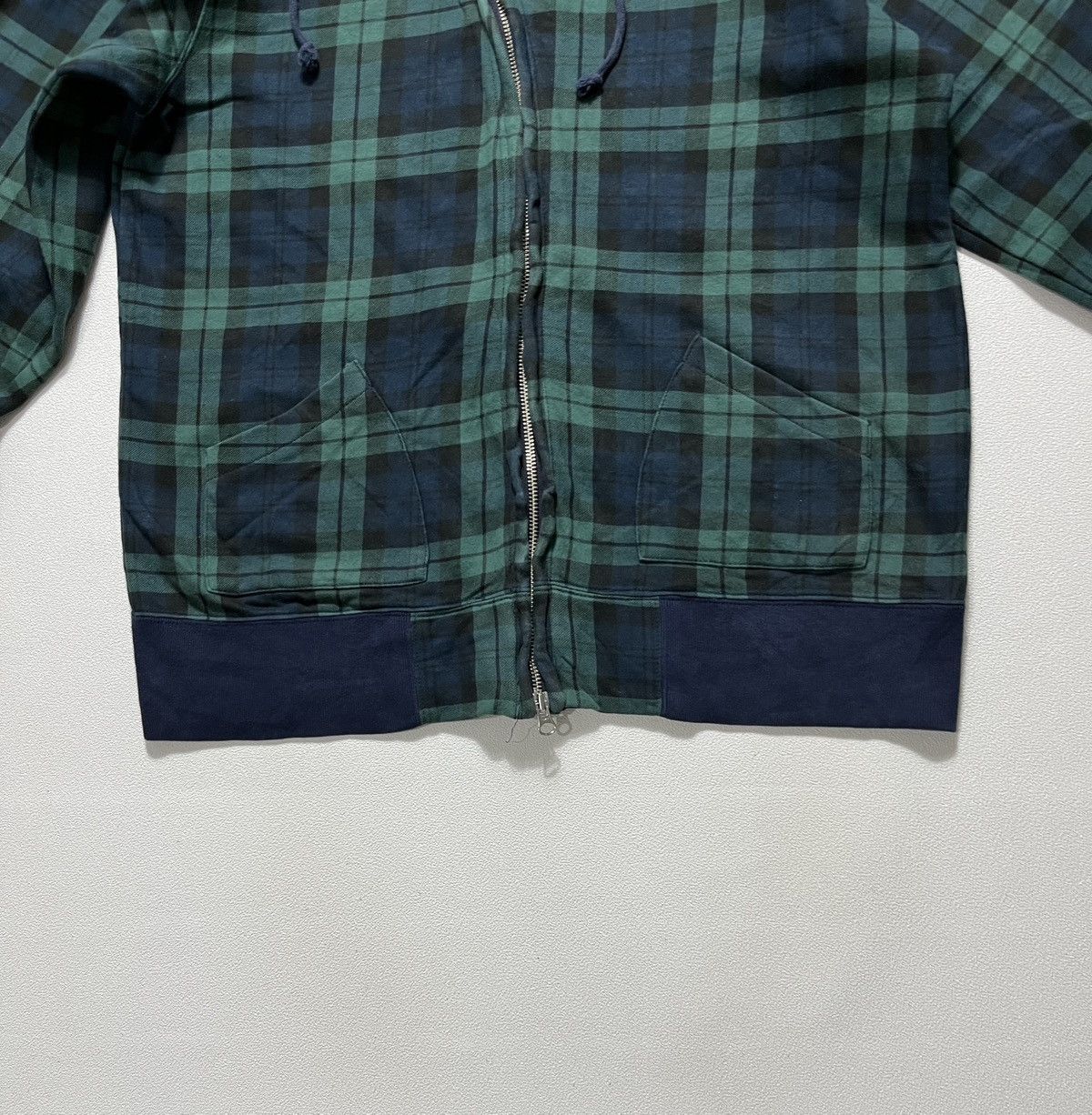 Beams Plus 2000's Beams Asymmetric Wire Hood Zip-Up Check Hooded Jacket Size US L / EU 52-54 / 3 - 8 Thumbnail