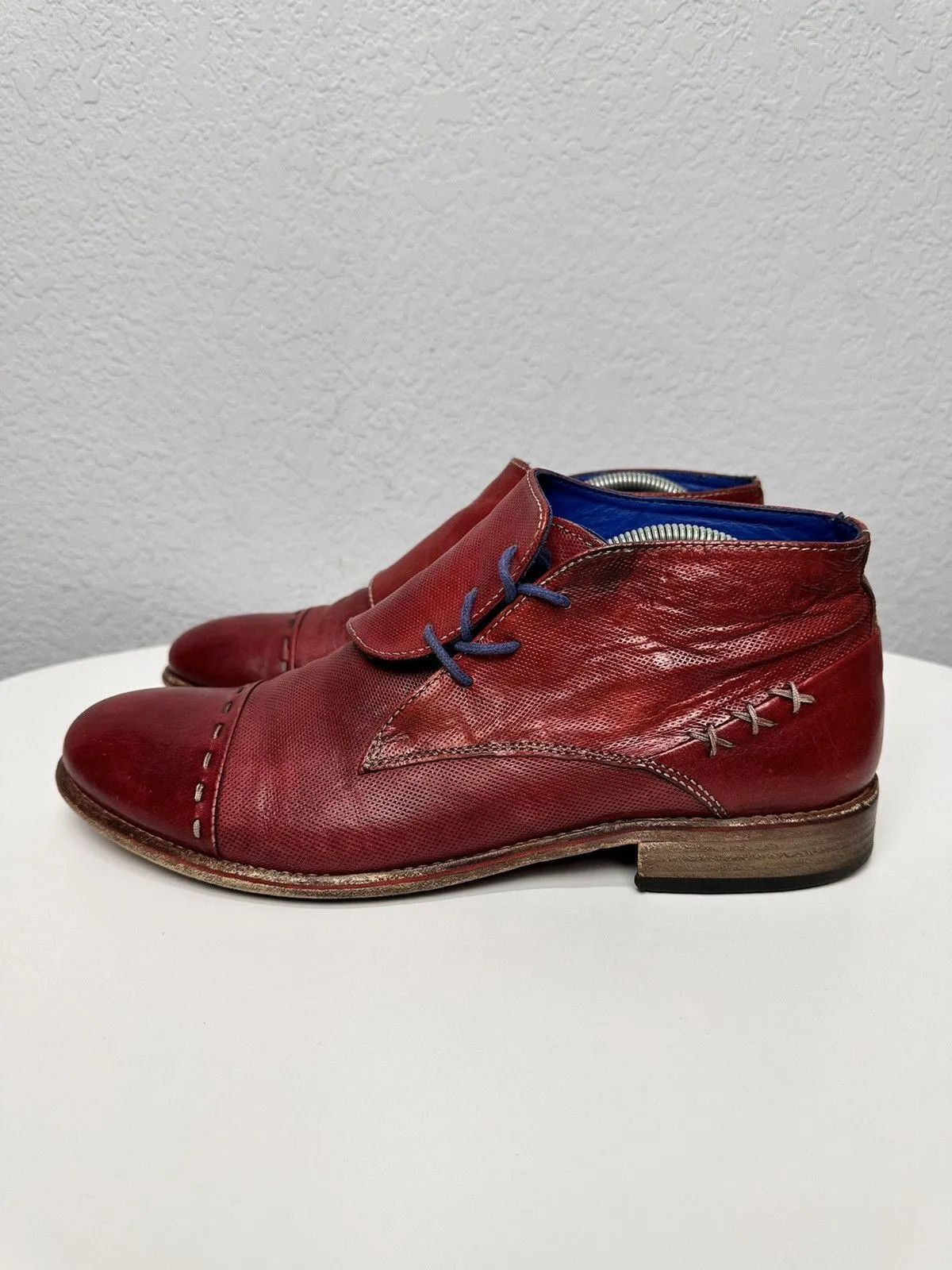 14th Addiction Rare red AS 98 leather lace-up shoes vintage detailed Size US 9 / EU 42 - 2 Thumbnail