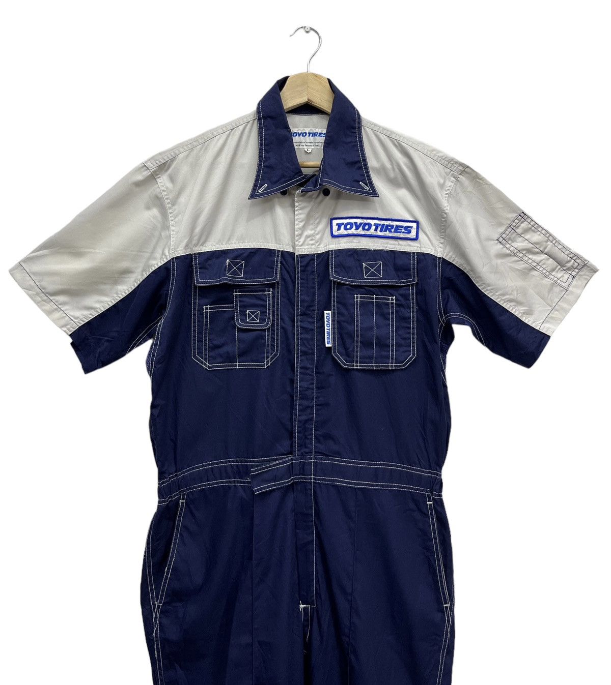 NASCAR 🏁Vintage TOYOTIRES JAPAN Light PolyCotton Coverall Jumpsuit Size US 33 - 3 Thumbnail