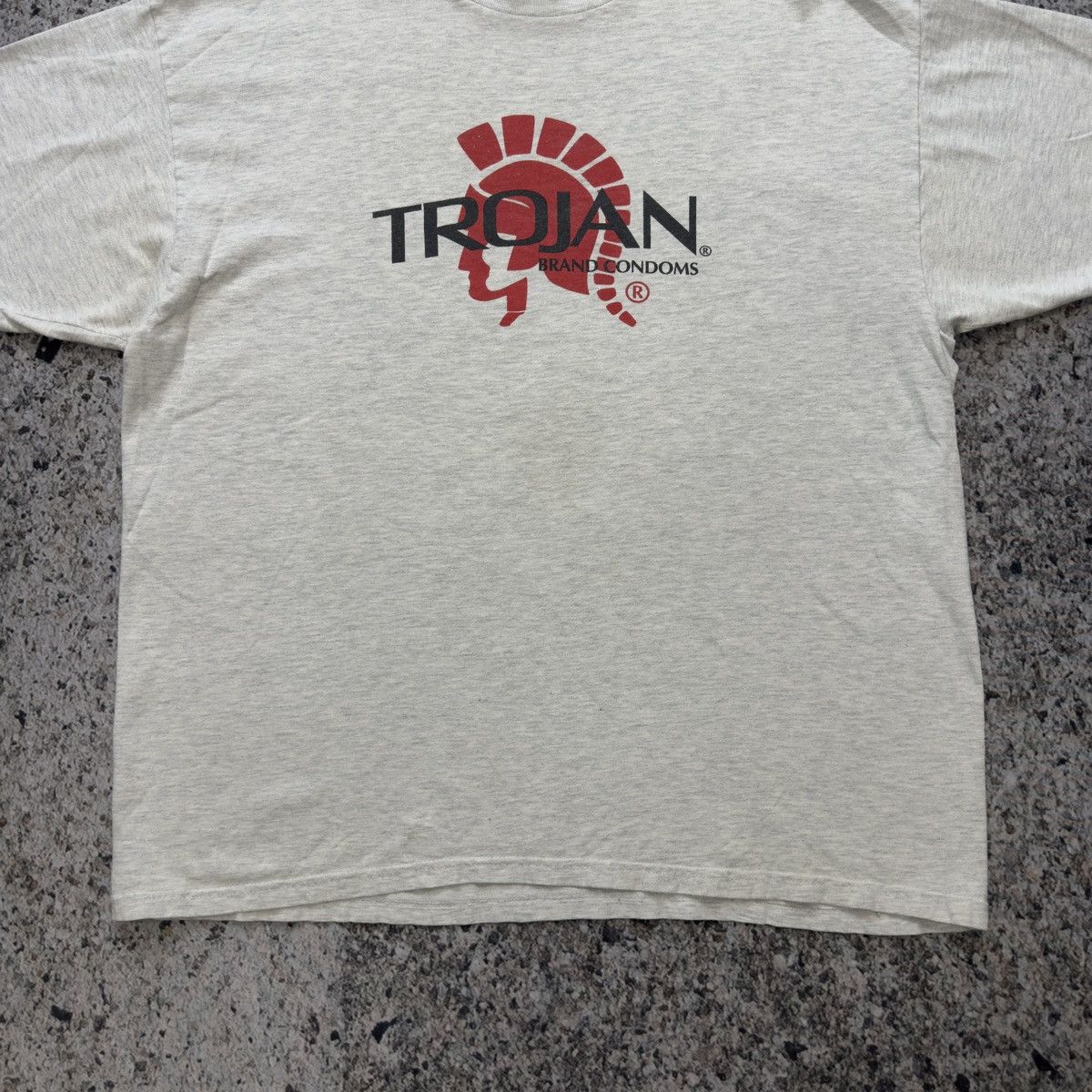 Vintage Vintage 90s Trojan Condoms Shirt Thrashed Faded ERD Grunge Size US XL / EU 56 / 4 - 5 Thumbnail