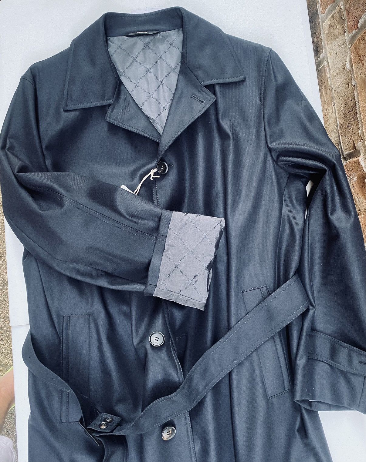 Brioni Brioni 🇮🇹 black storm system wool bond belted topcoat L NEW Size US L / EU 52-54 / 3 - 12 Thumbnail