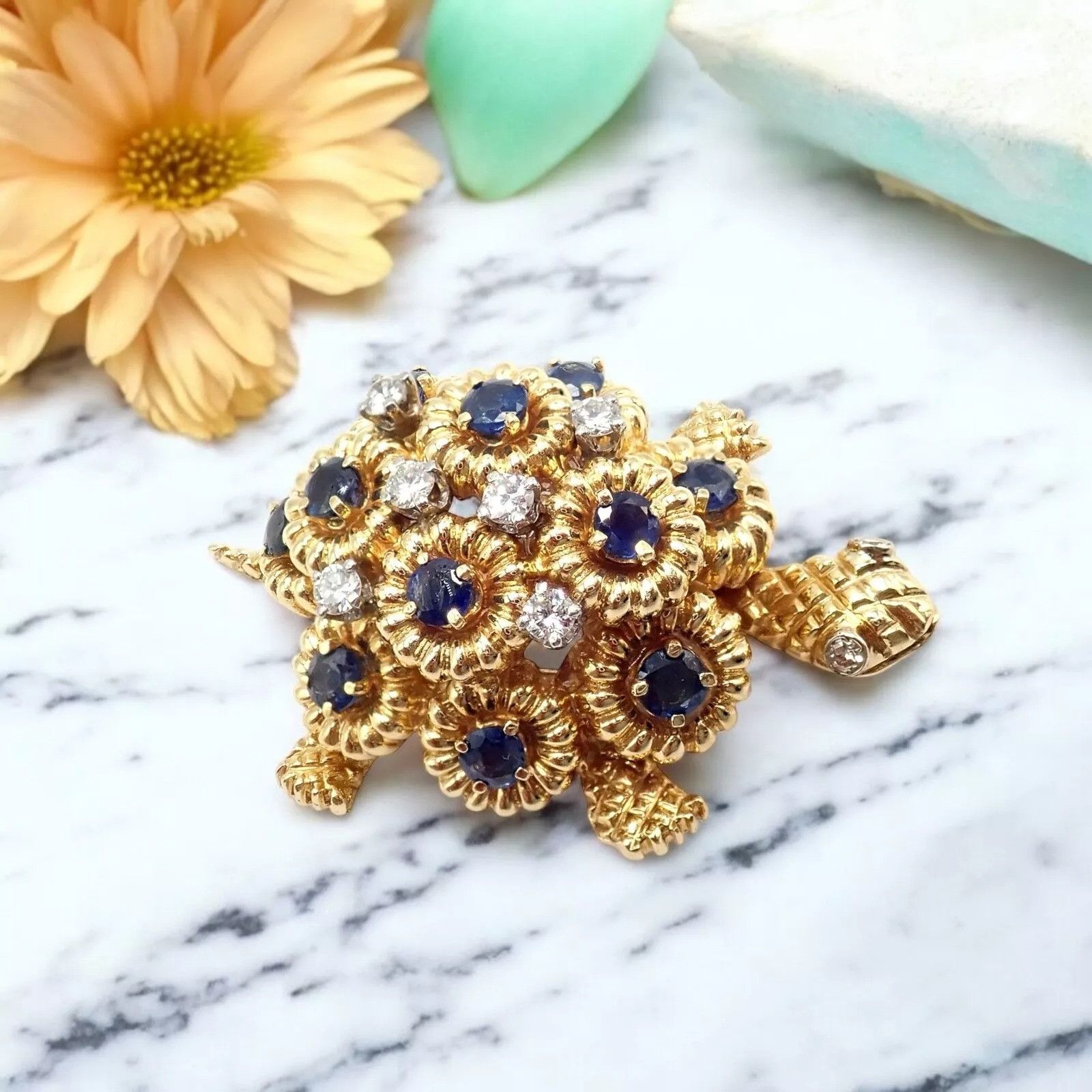 Tiffany & Co. Tiffany & Co. 18k Yellow Gold Diamond Sapphire Pin Brooch Size ONE SIZE - 2 Thumbnail