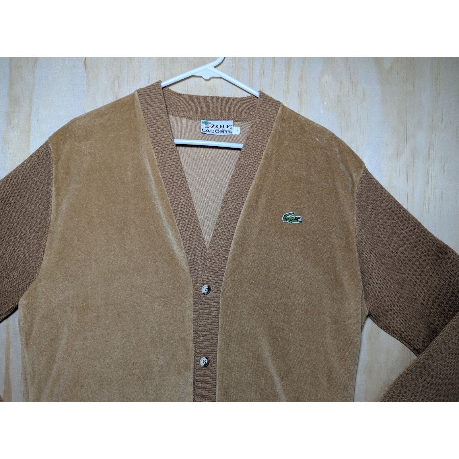 Lacoste Izod Lacoste Men's Large Vintage Velour Cardigan Sweater Size US L / EU 52-54 / 3 - 5 Thumbnail