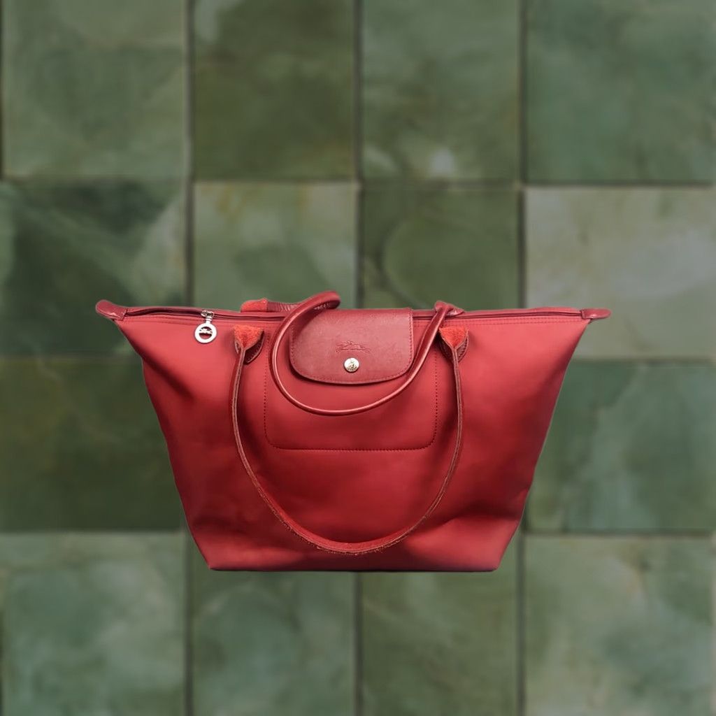 Longchamp VINTAGE Longchamp Le Pliage Néo wine red-colored nylon and leather tote bag Handbag Size ONE SIZE - 1 Thumbnail