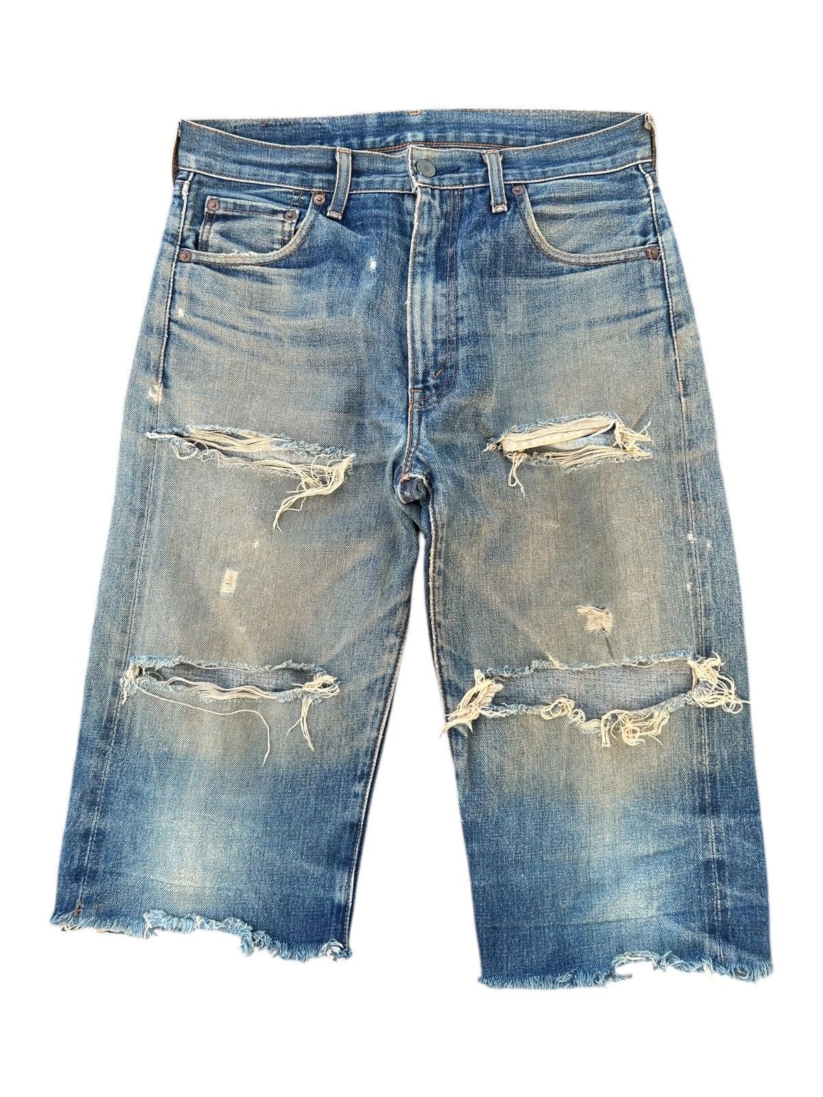 Japanese Brand × Kapital × Vintage Vintage Levis Selvedge BigE Distressed Short Denim Jeans Size US 31 - 1 Thumbnail