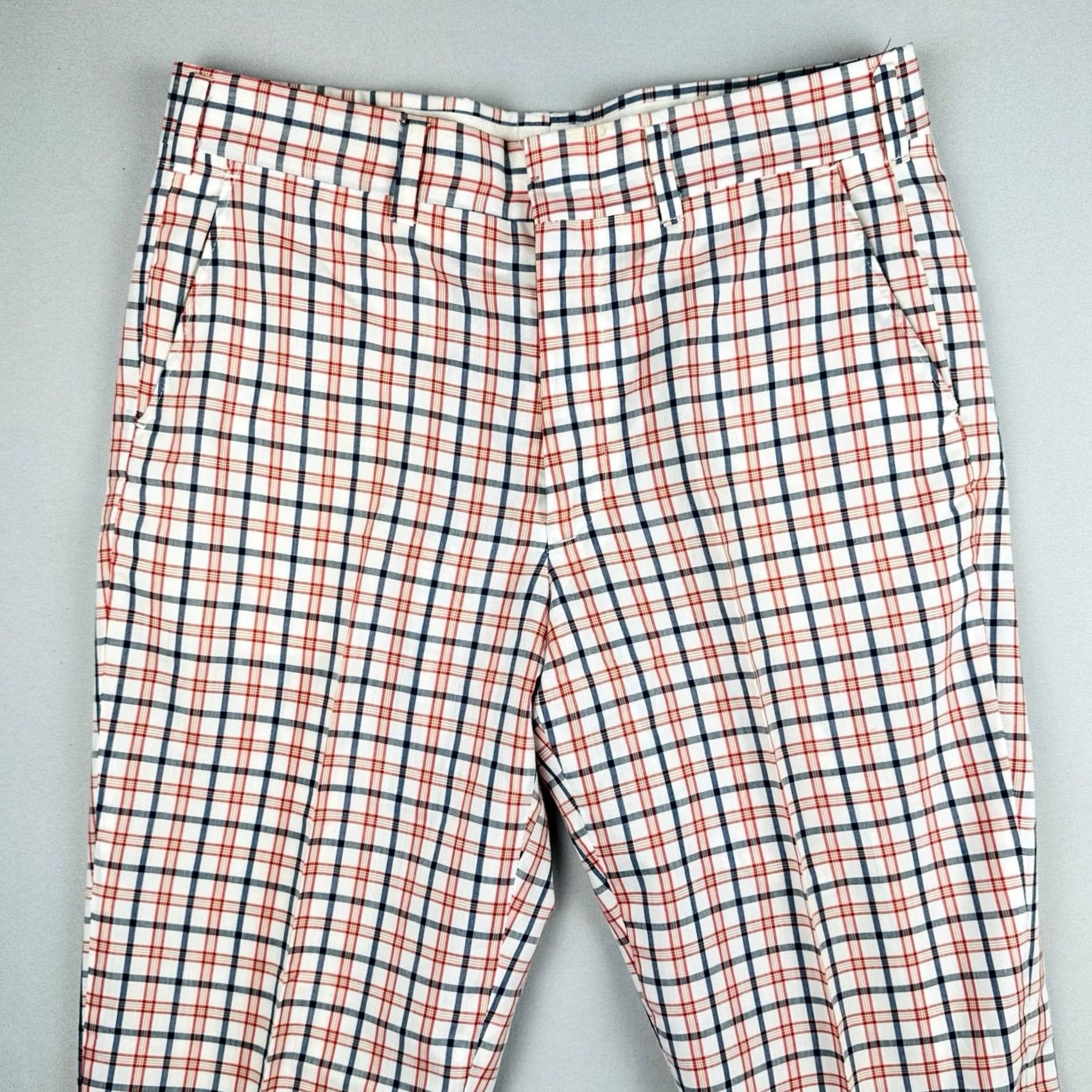 Sears VINTAGE Sears Kings Road Plaid Pants Perma-Prest 34x30 1970s Blue Disco Straight Leg Mens Size US 34 / EU 50 - 2 Thumbnail