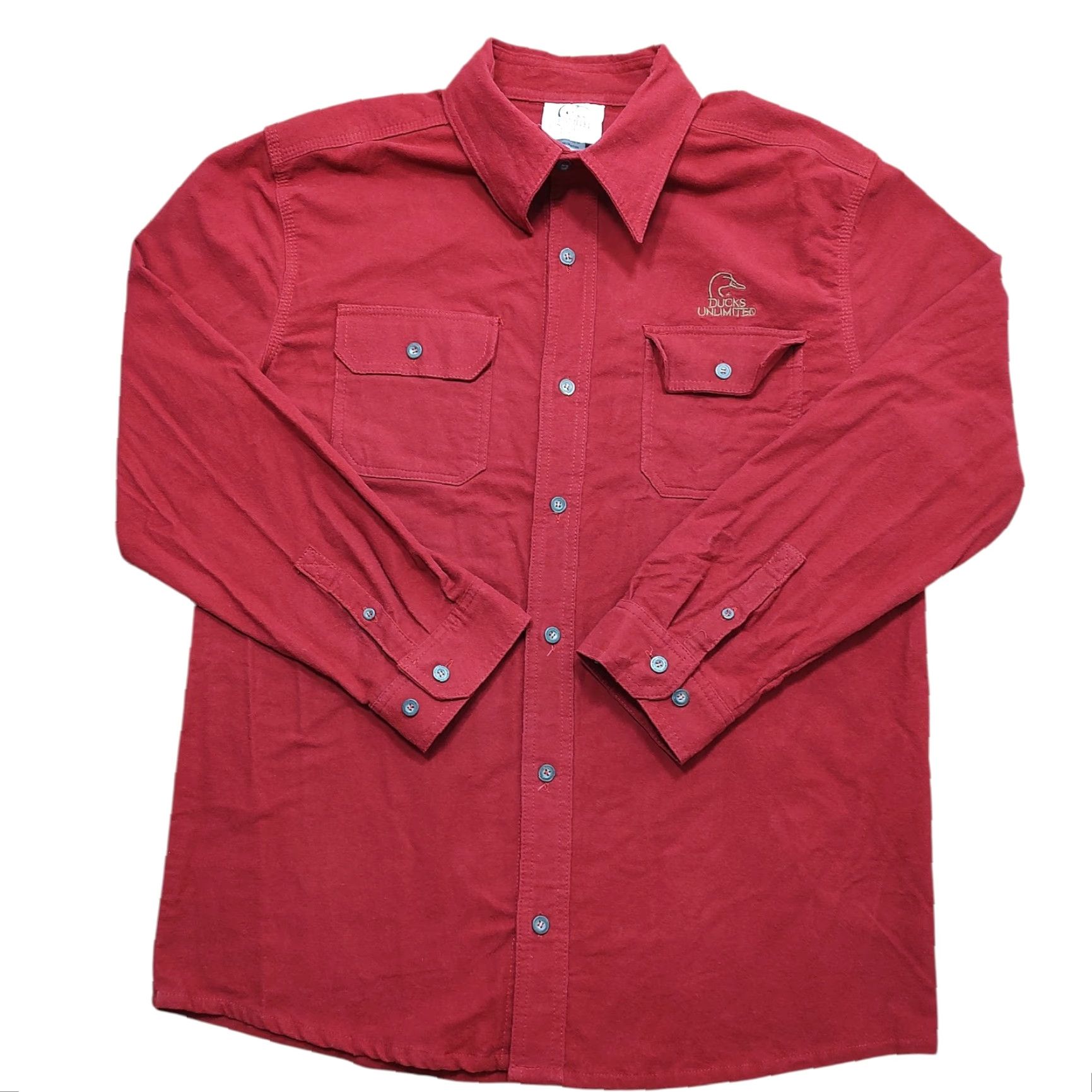 Vintage Ducks Unlimited Shirt Mens Large Red Chamois Flannel Long Sleeve Button-Up Embroidered Pocket Outdoor Nature Ducks Hunting Size US L / EU 52-54 / 3 - 2 Thumbnail