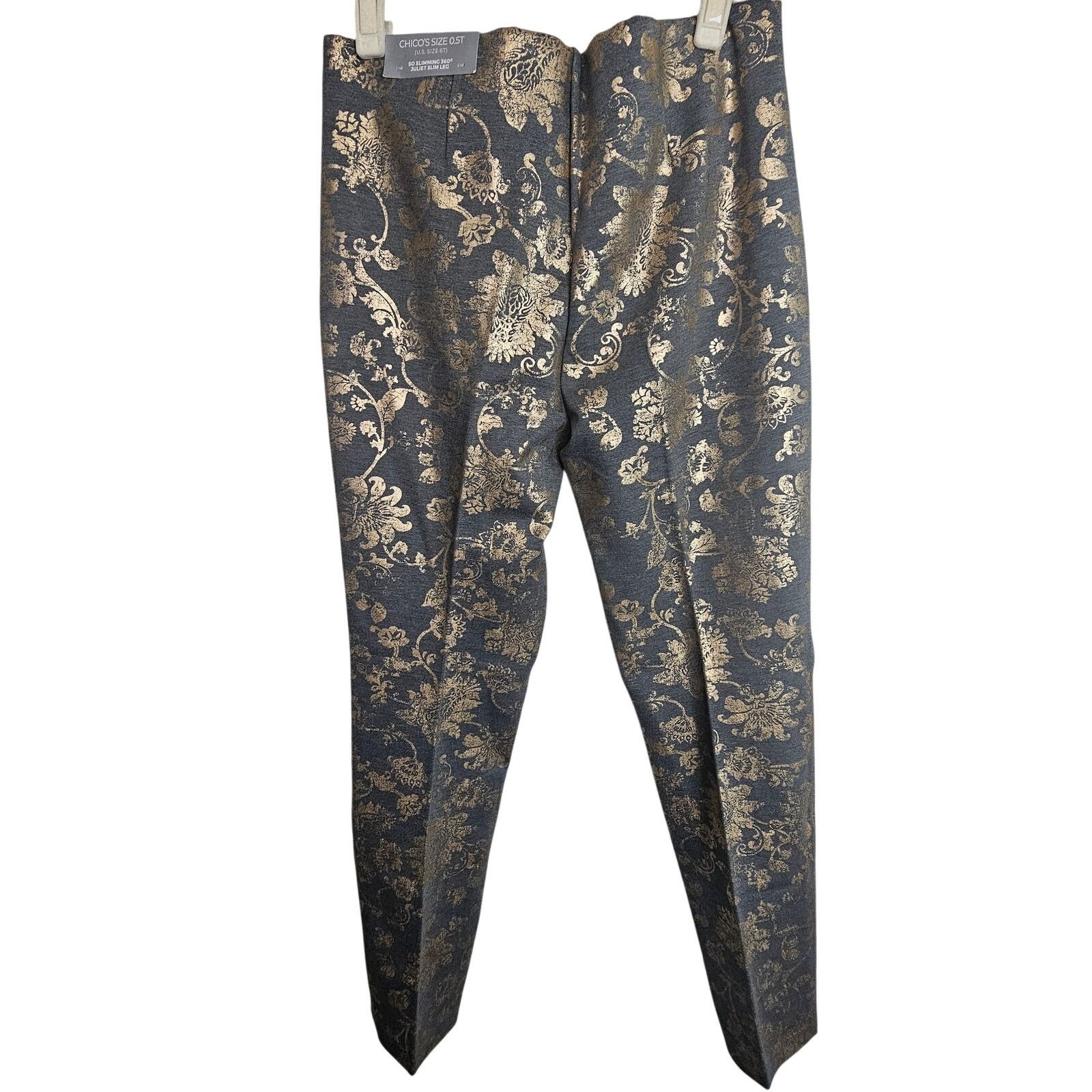 Chicos Chicos Pants 0.5T (US 6T) Juliet So Slimming Floral Damask Size 28" / US 6 / IT 42 - 5 Thumbnail