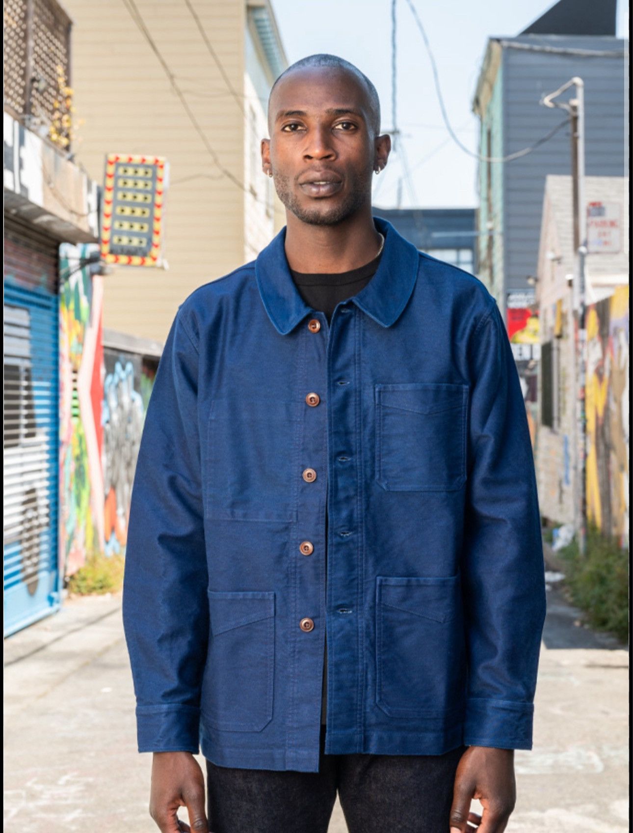 3sixteen FRENCH WORK JACKET IN WASHED INDIGO MOLESKIN | Grailed