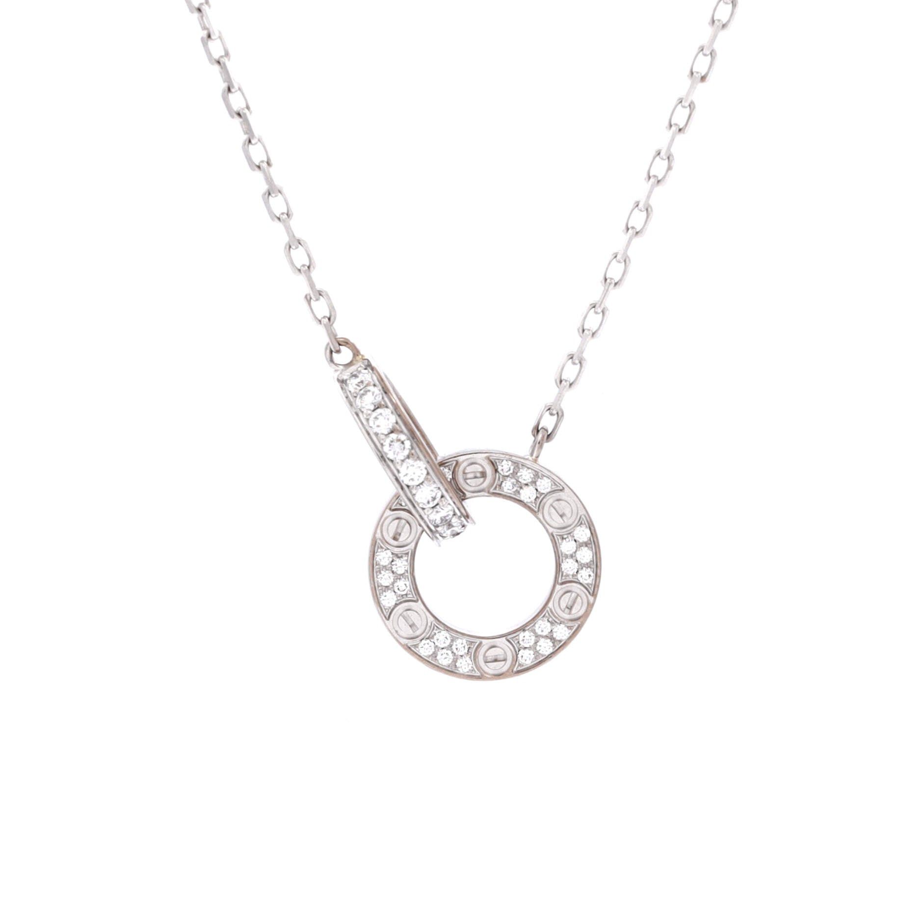 Cartier Love Interlocking Pave Necklace Size ONE SIZE - 1 Thumbnail