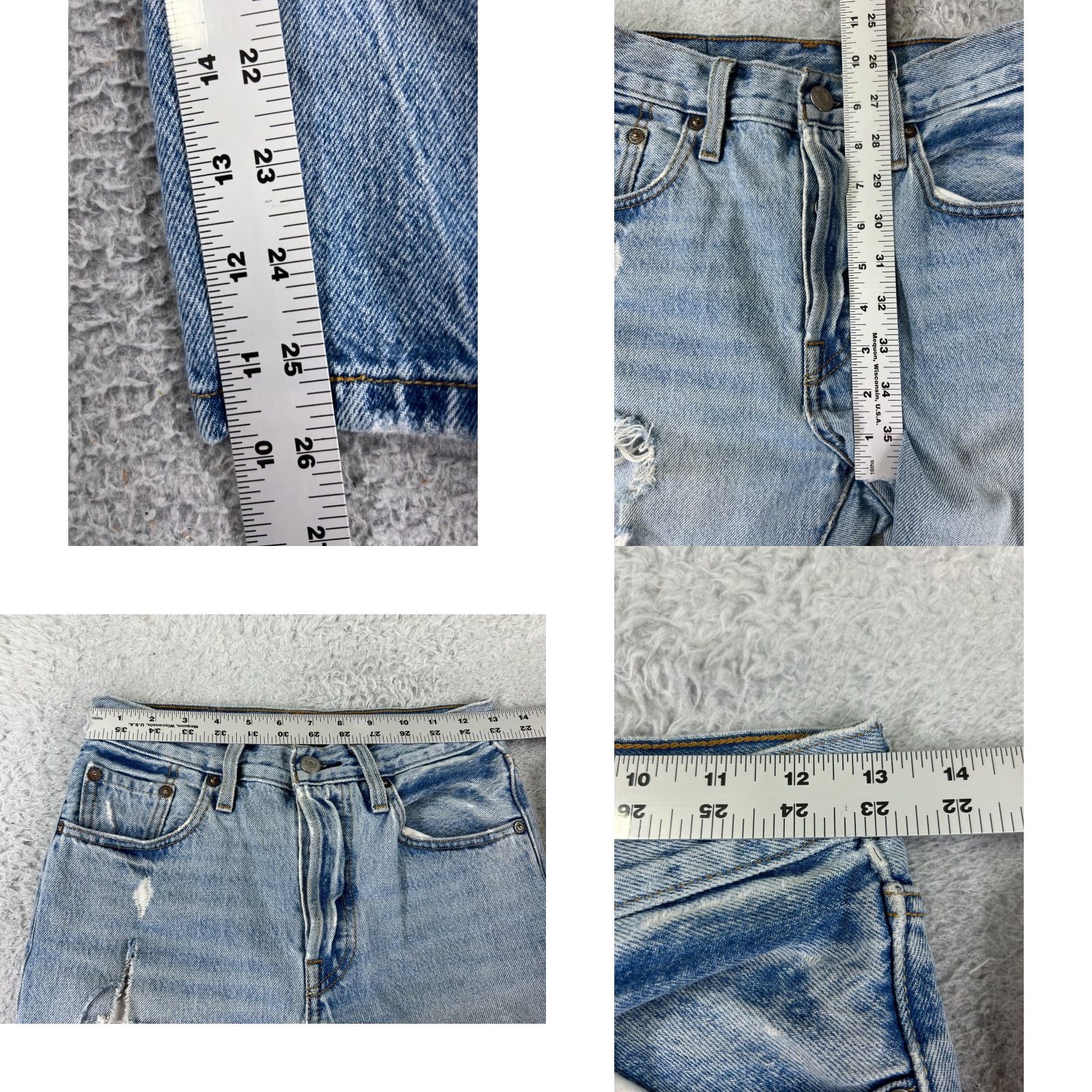 Levi's VINTAGE Levis 501 Jeans Womens 25x28 Blue Denim 501 Skinny Button Fly Distressed Stretch Retro жер Size 42" / US 20 - 10 Thumbnail