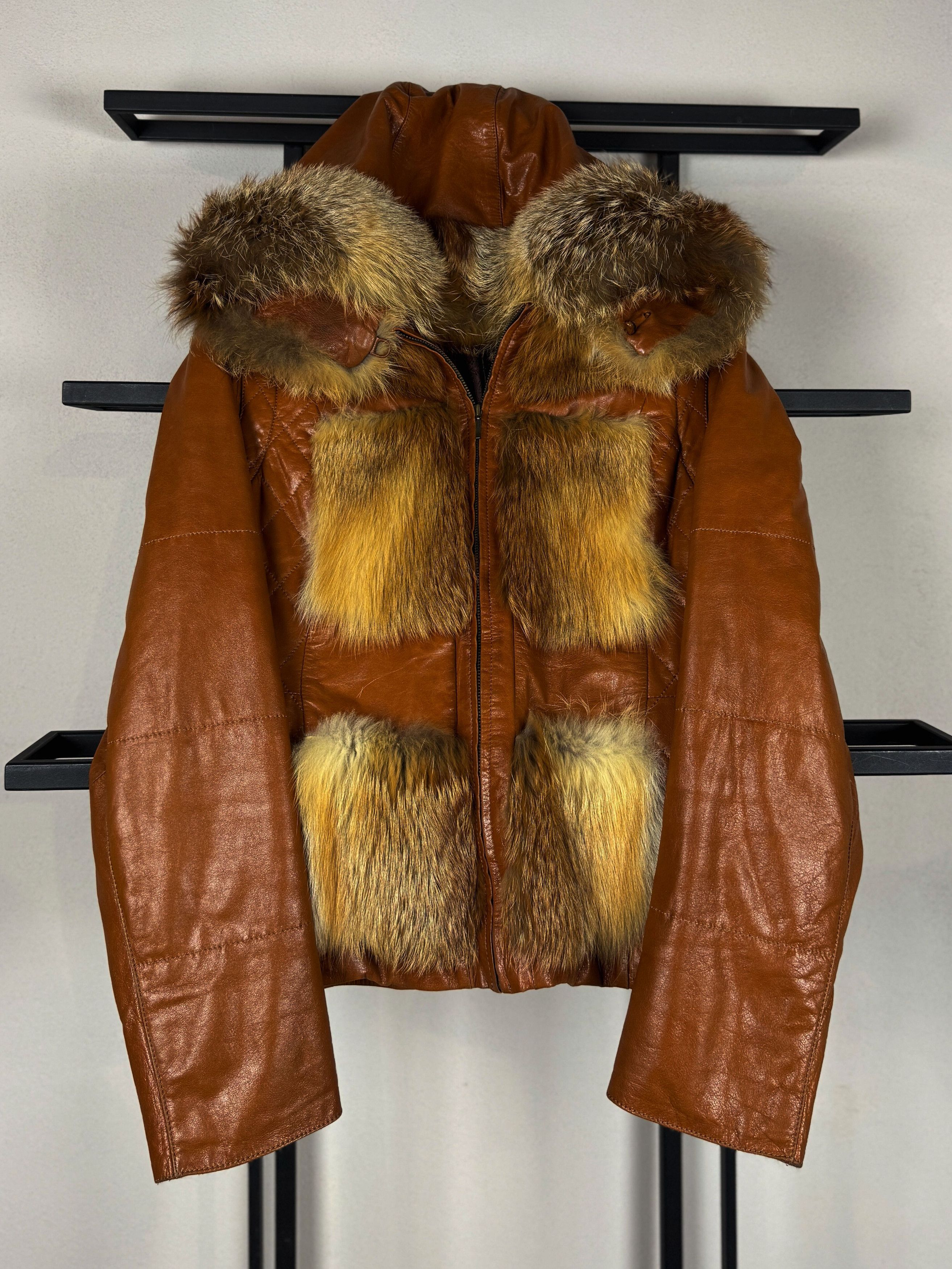 Issey Miyake Brown Leather Jacket Fur Panel Trim Hooded Y2K Vintage Rare Size US S / EU 44-46 / 1 - 1 Thumbnail