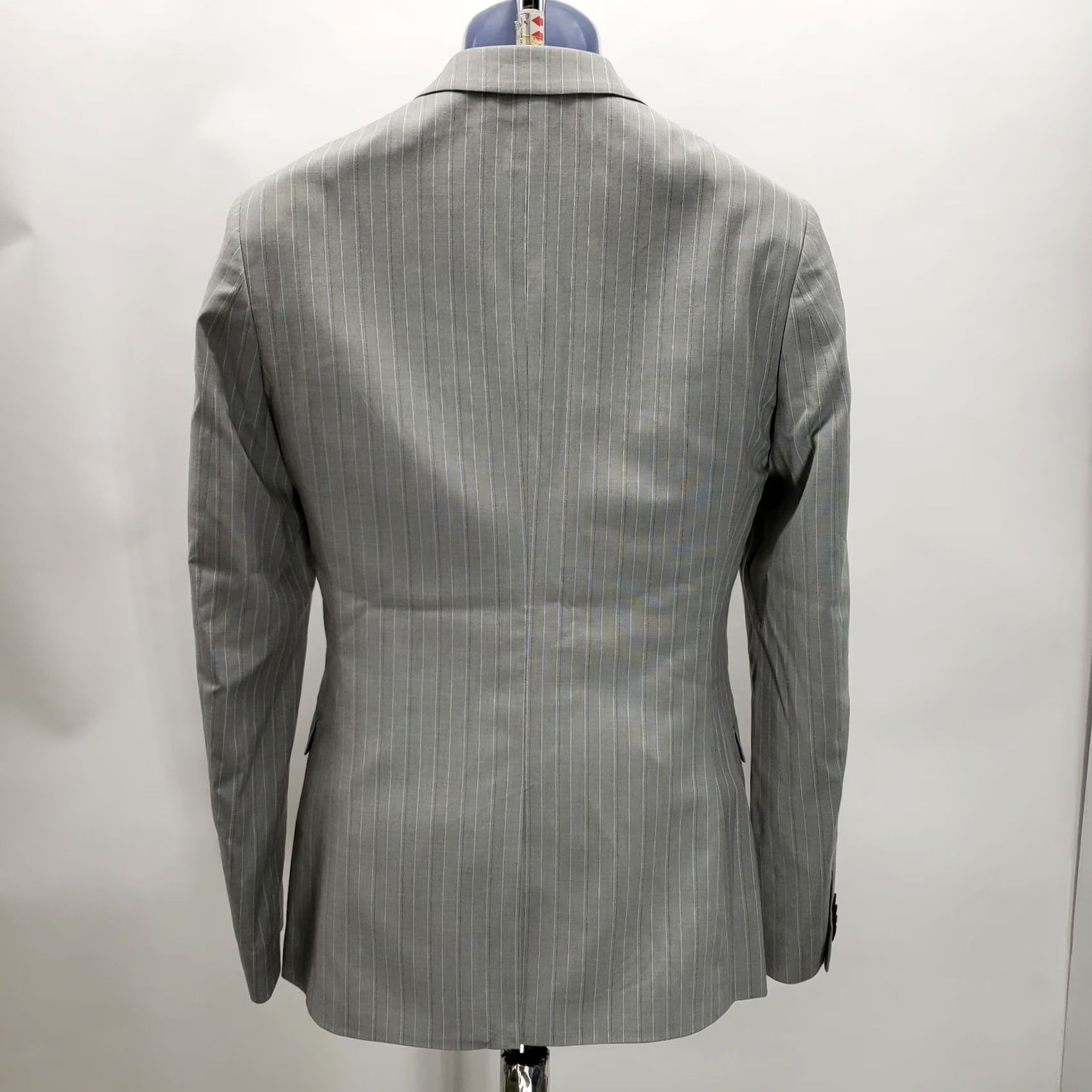Topman Topman Grey Striped BLazer One button Size 38R Regular Skinny Mens Blazer Shirt Jacket Notch Lapel Vintage No Size 38R - 3 Thumbnail