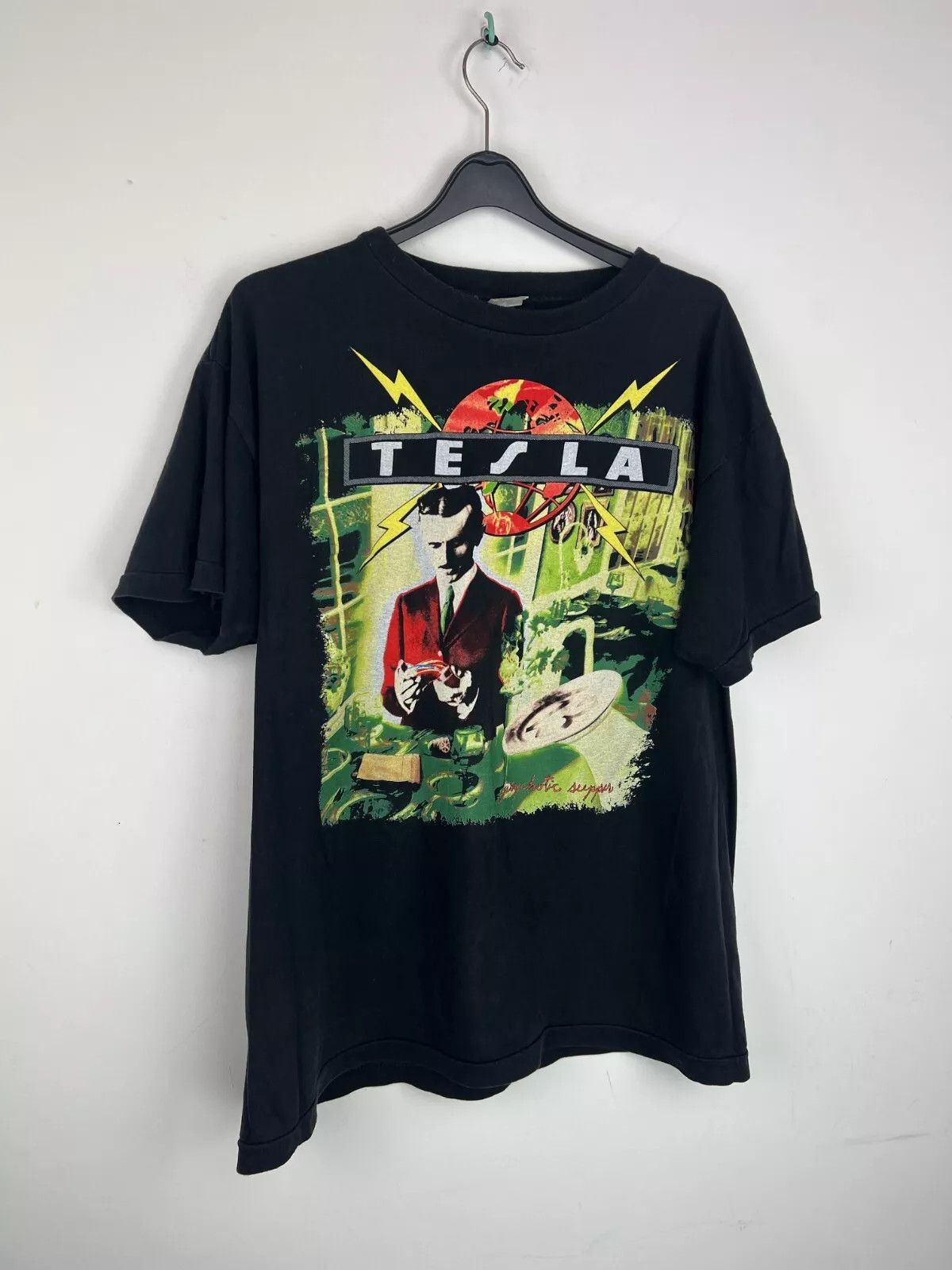 Vintage Vintage Tesla Psychotic European Tour 1991 t shirt size L Size US L / EU 52-54 / 3 - 7 Thumbnail
