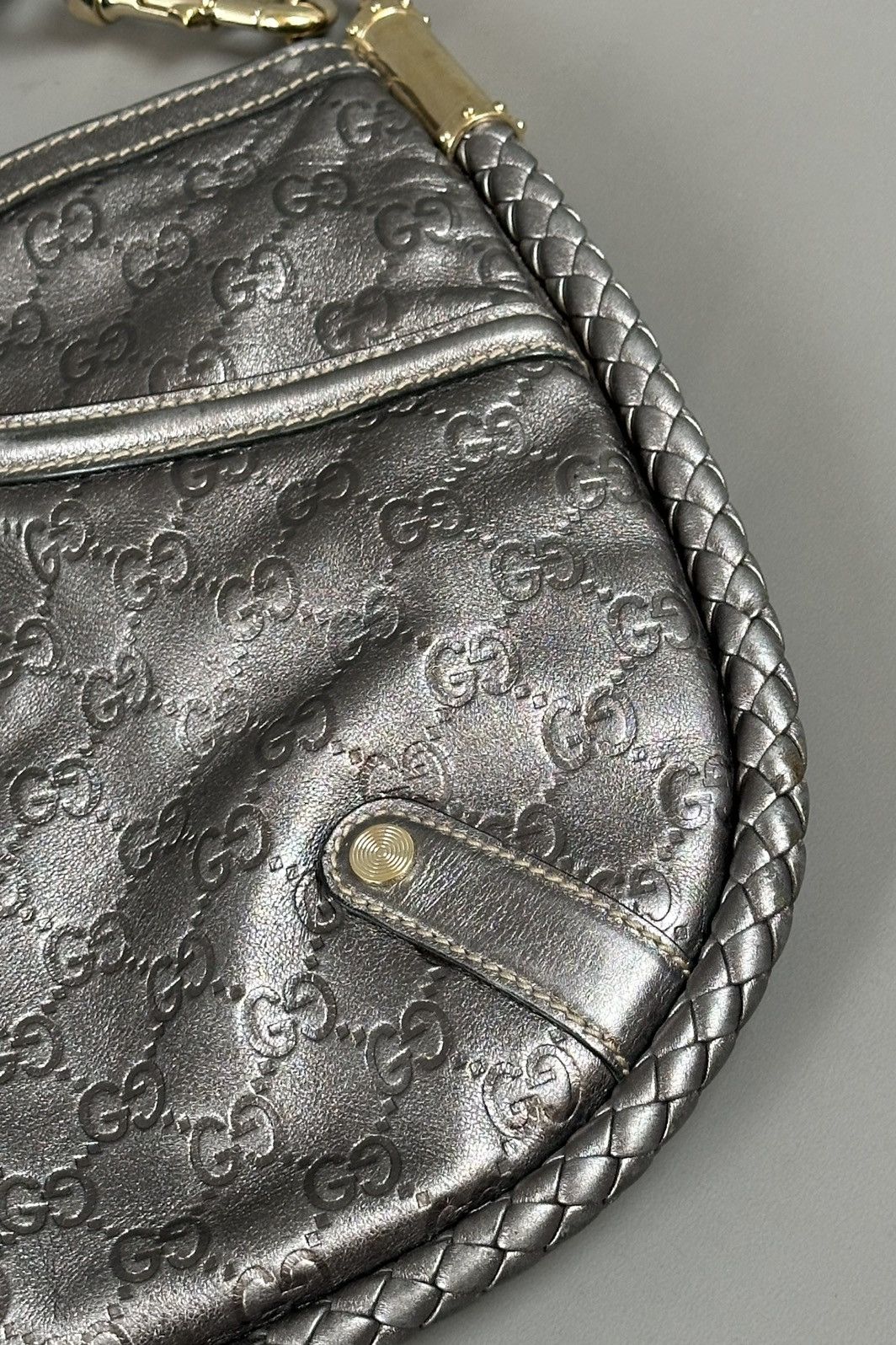 Gucci Gucci - Britt Metallic Silver - Guccissima Shoulder Bag Size ONE SIZE - 15 Thumbnail