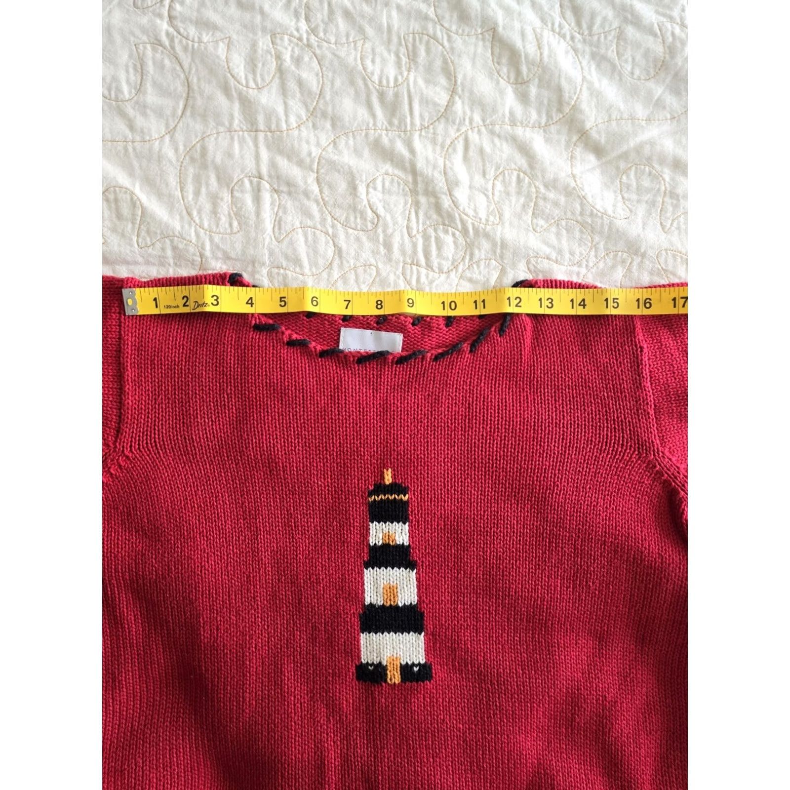 Vintage VINTAGE Red Hand Knitted Lighthouse Sweater Womens Small 1990s Monterey Bay Size S / US 4 / IT 40 - 6 Thumbnail