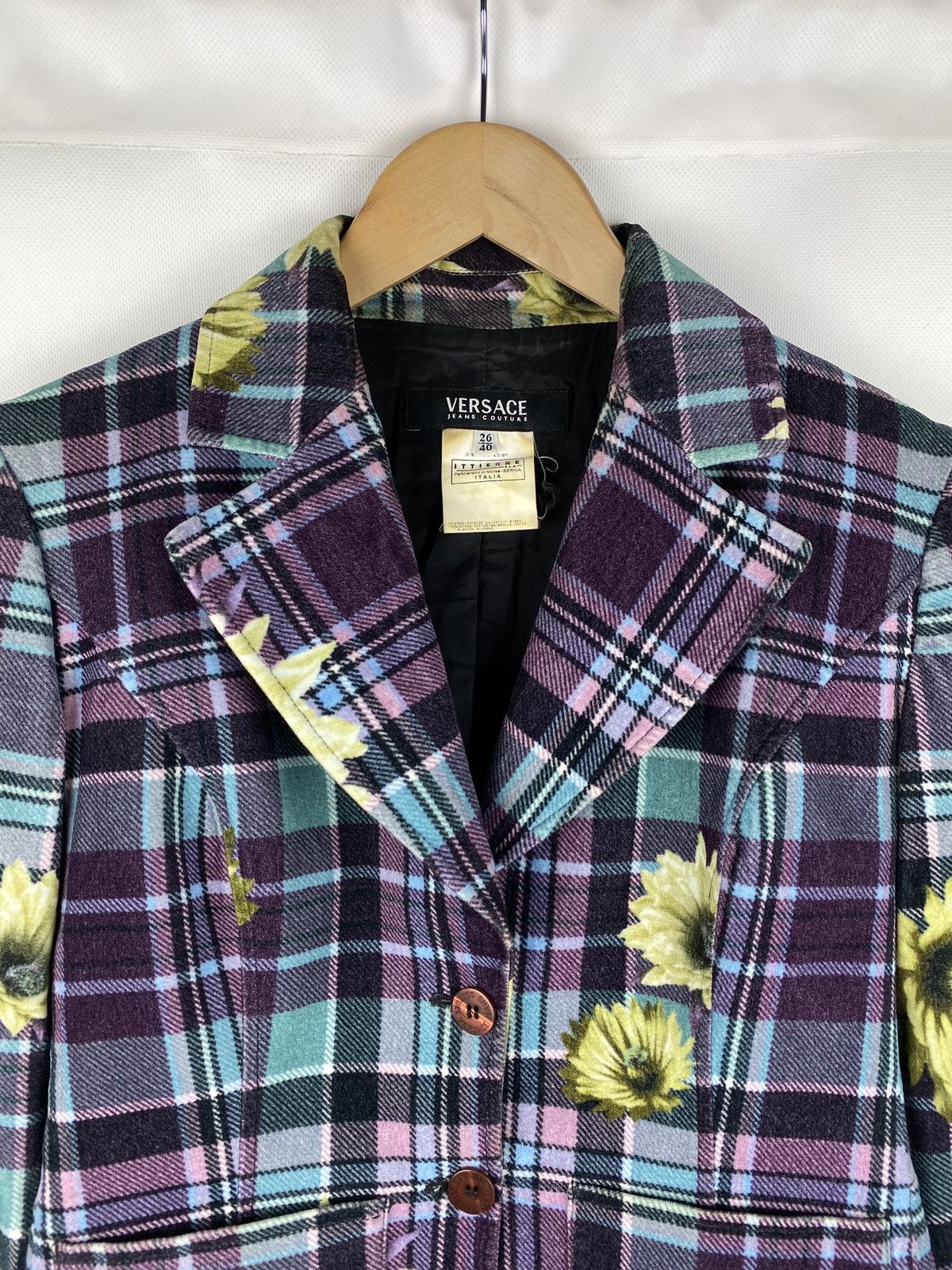 Versace Jeans Couture × Vintage Versace Jeans Couture floral pattern checked blazer jacket Size S / US 4 / IT 40 - 4 Thumbnail