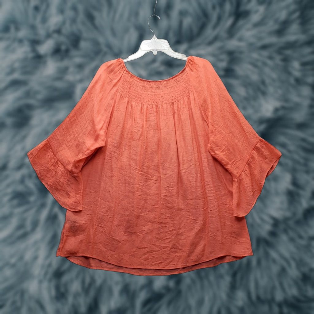 Vintage Zac & Rachel Wool Boho Blouse Top Womens XL Orange Flutter Sleeve Smocked Detail Blouse Size XL / US 12-14 / IT 48-50 - 1 Thumbnail
