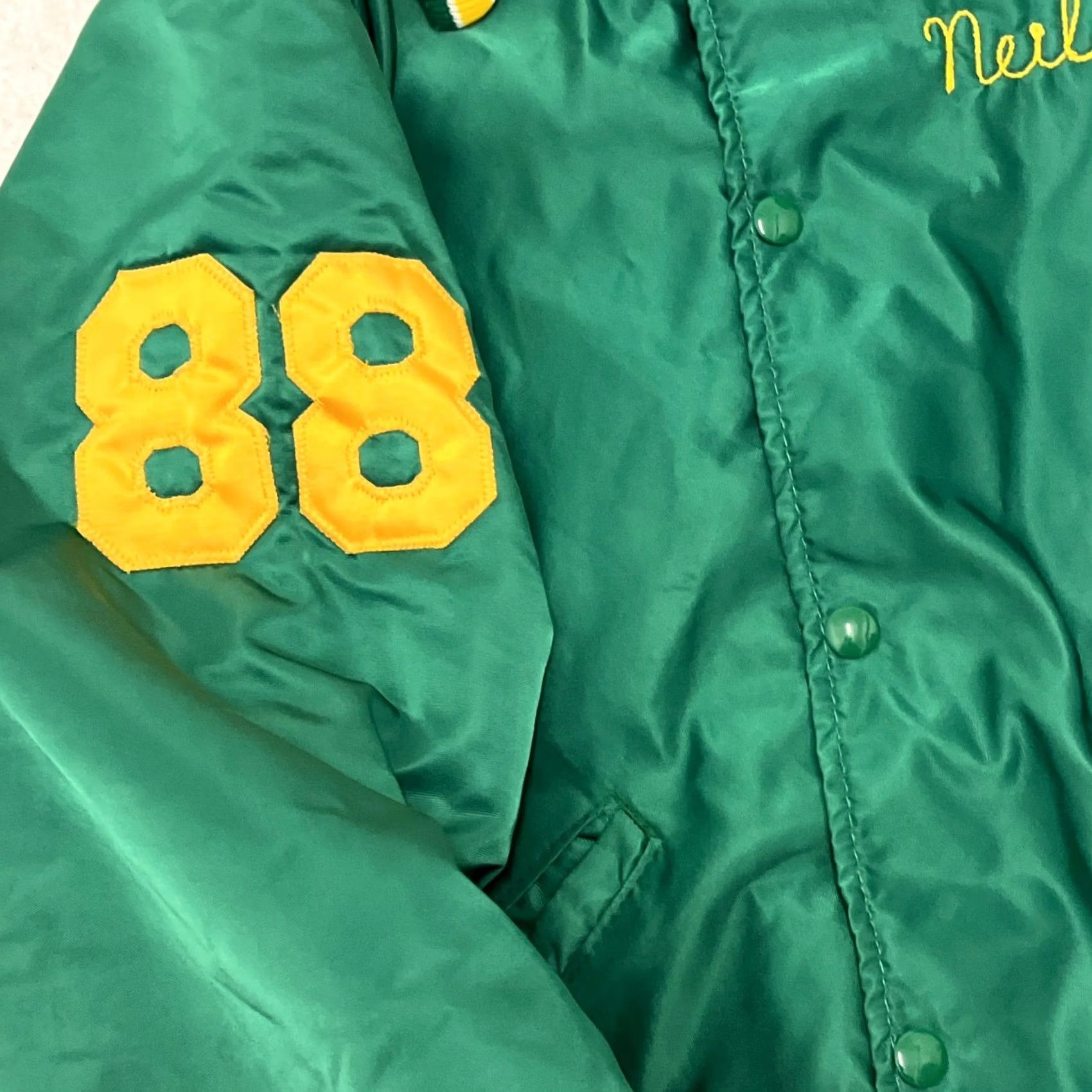 Vintage Vintage DeLong Jacket Varsity Bomber Green Satin Made in USA Mens Medium Size US M / EU 48-50 / 2 - 7 Thumbnail
