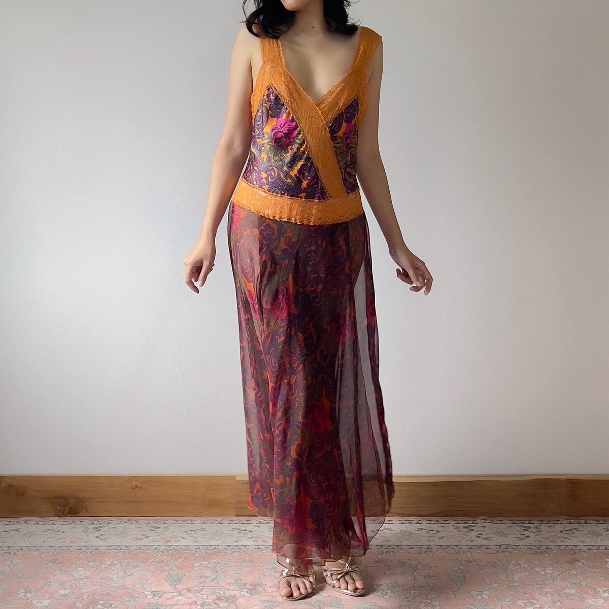 Victoria's Secret Victoria’s Secret 1990s Floral Chiffon Maxi Slip Dress (S–M) Size M / US 6-8 / IT 42-44 - 8 Thumbnail