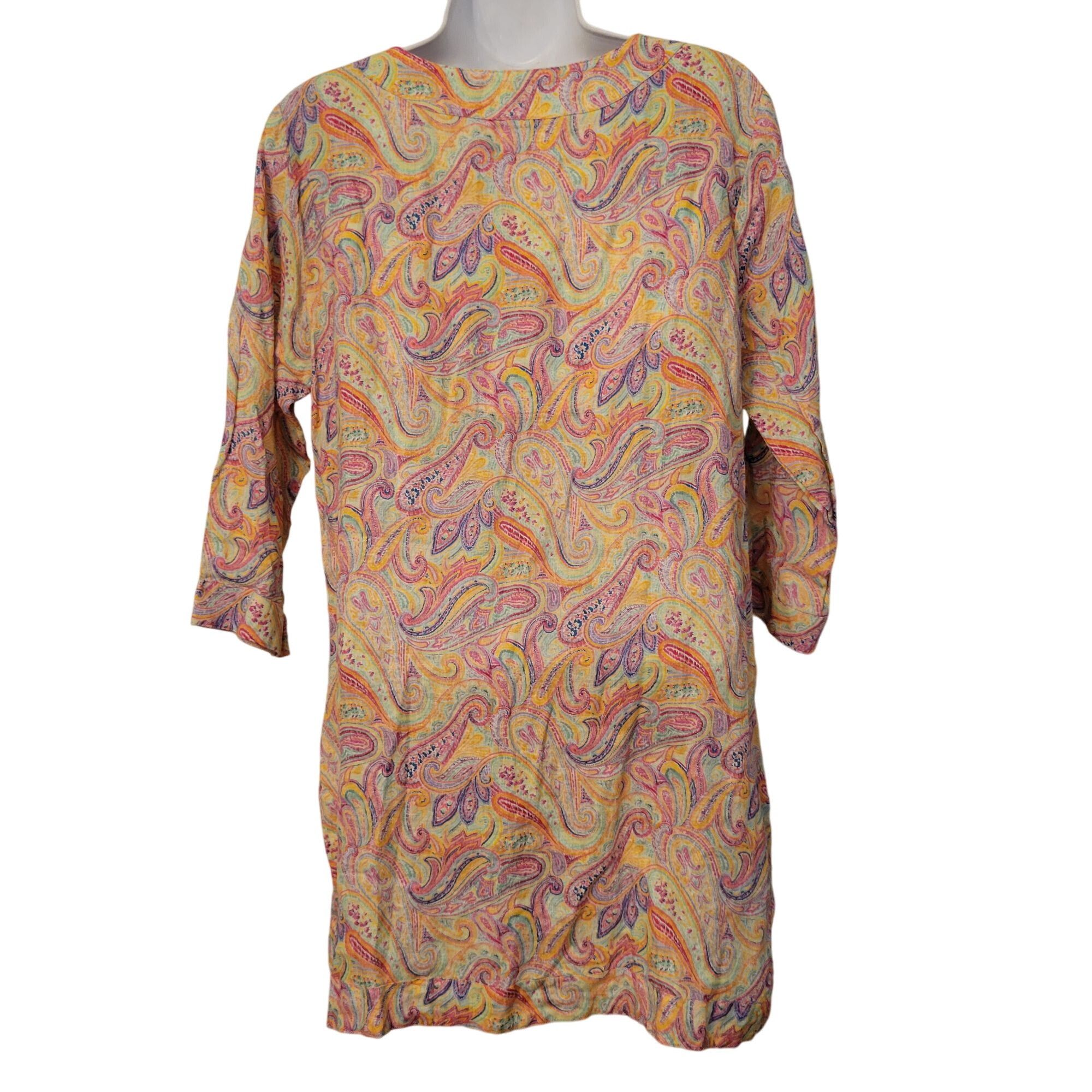 Other Michaels M Paisley Tunic Top Dress Linen Psychedelic Multico Size M / US 6-8 / IT 42-44 - 3 Thumbnail