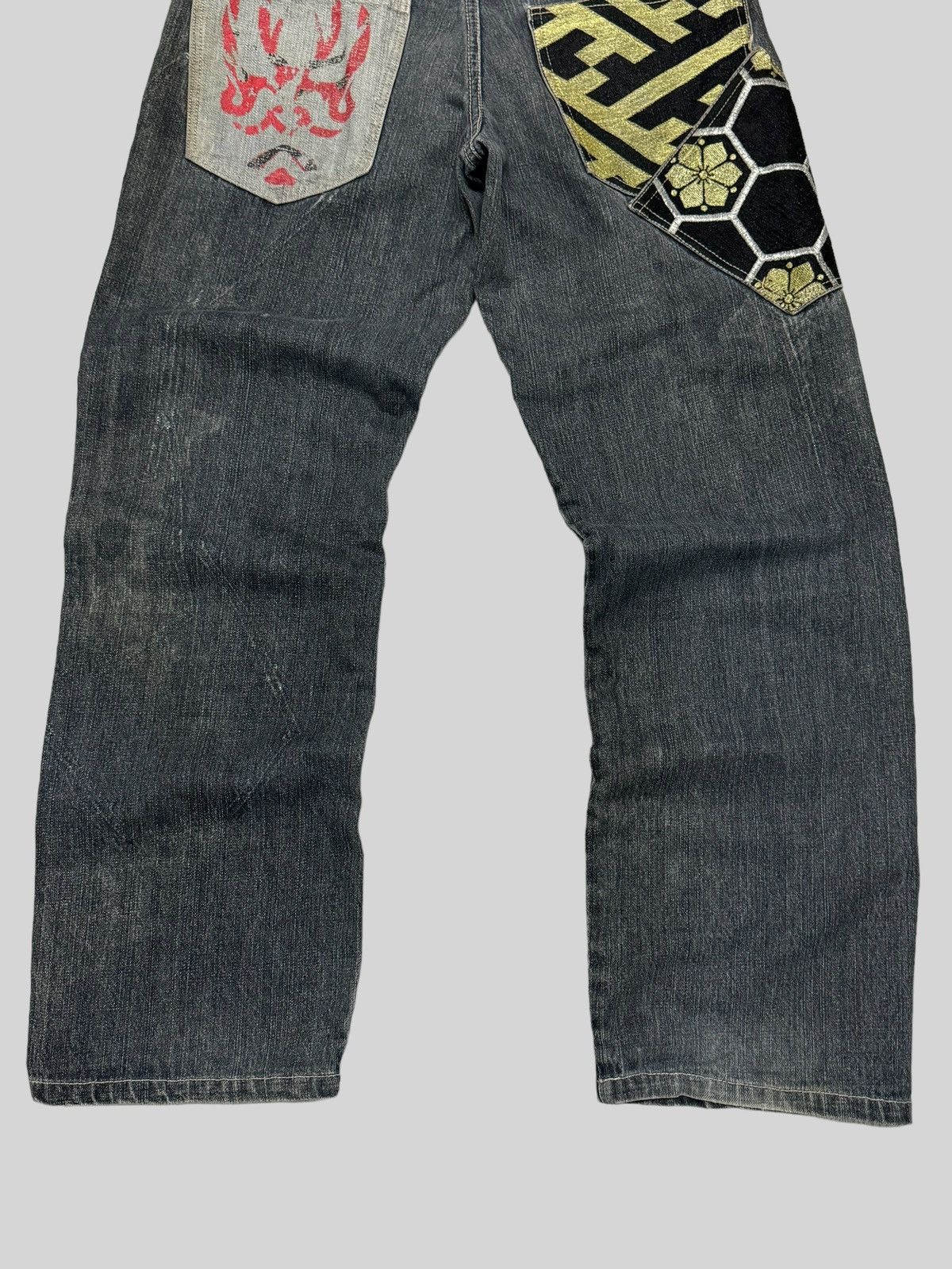 Japanese Brand Gumu Floral Double Pocket Jeans Distressed Jeans Size US 31 - 11 Thumbnail