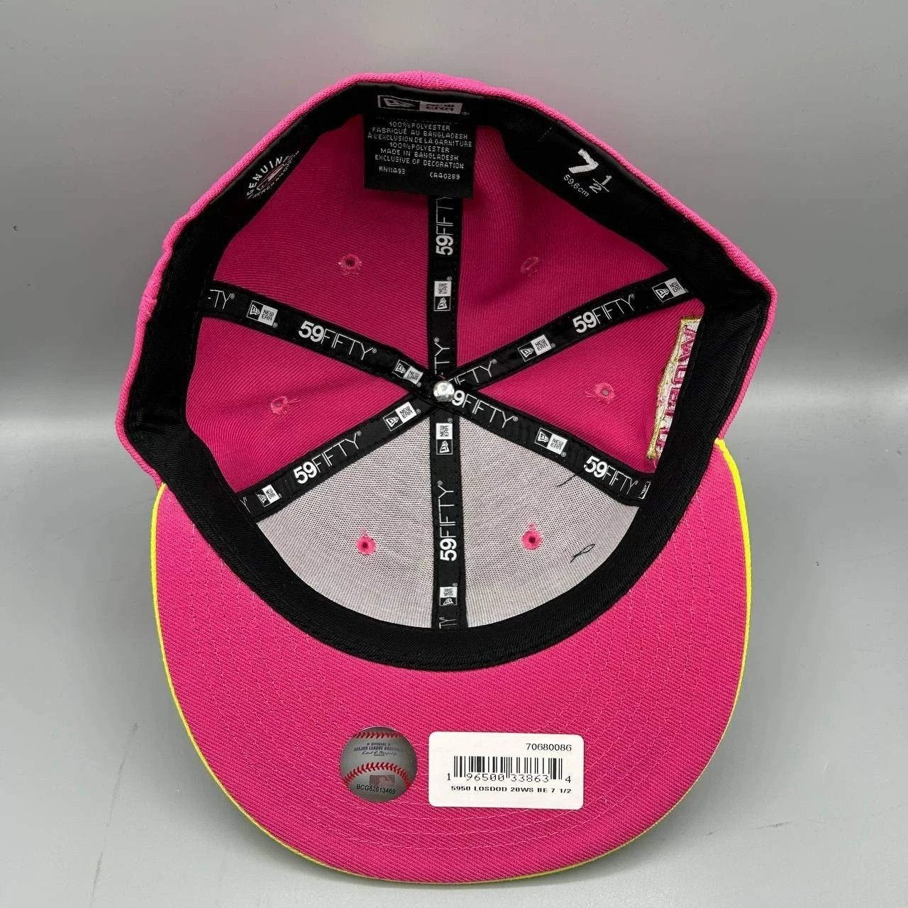 New Era Los Angeles LA Dodgers Hat Men 7 1/2 Pink MLB Fitted Cap New Size ONE SIZE - 3 Thumbnail