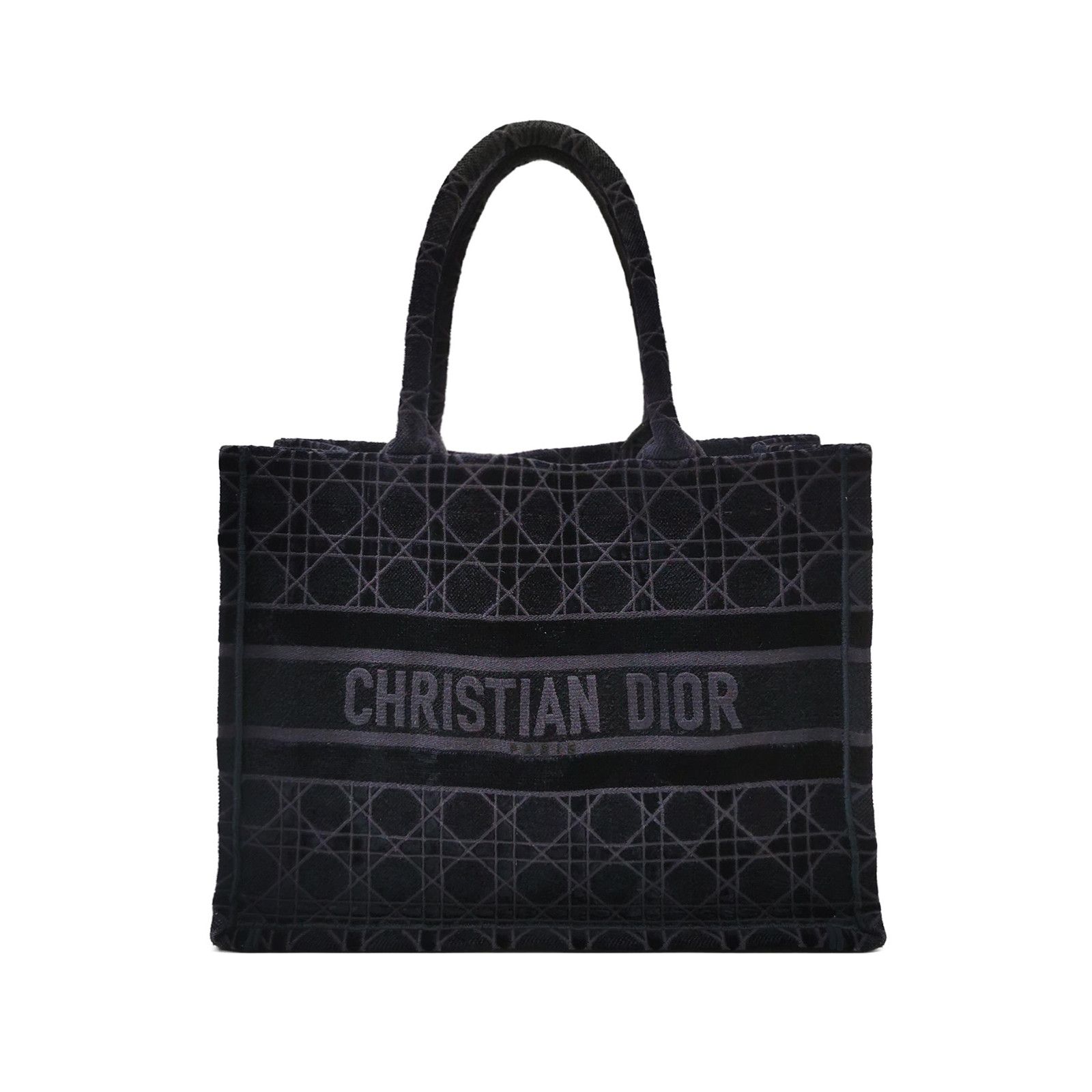Dior Cannage Book Tote Canvas Bag in Black, Women's