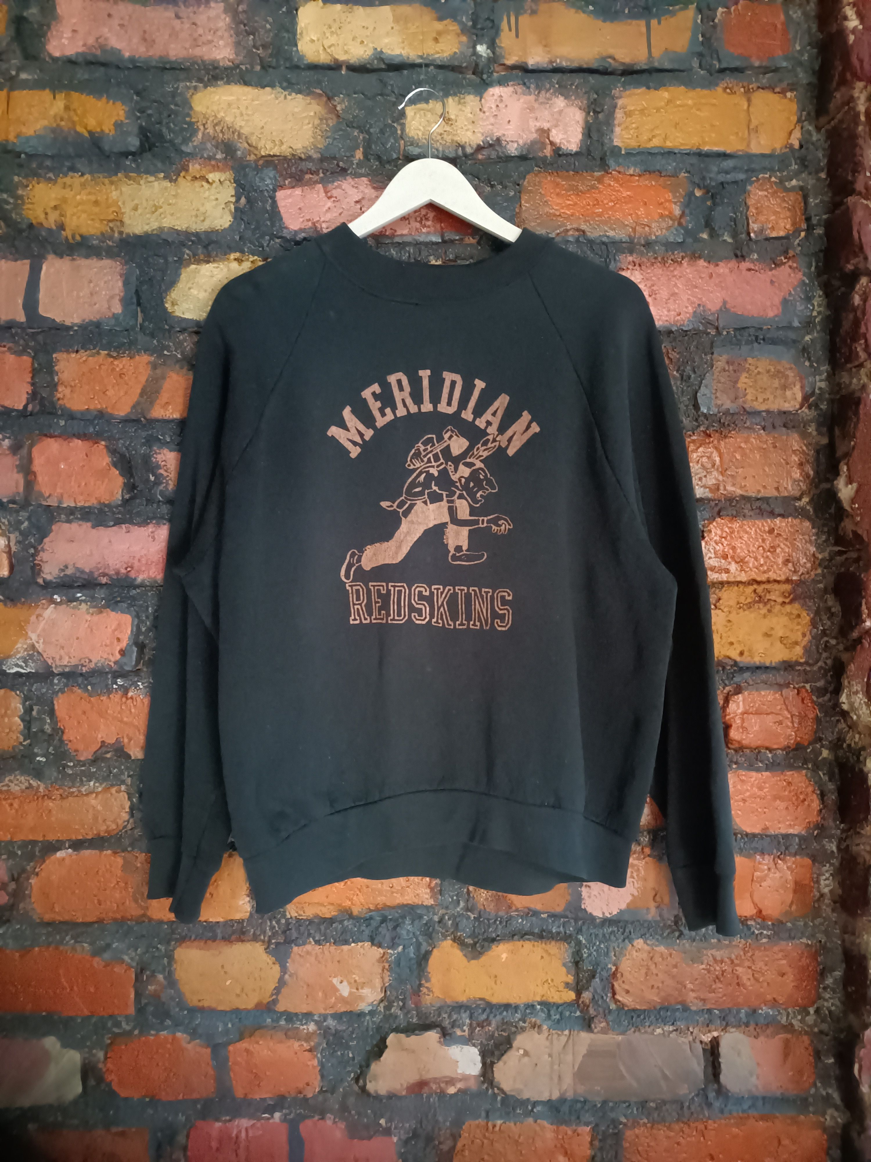 image of Fruit Of The Loom Meridian Redskins Sweatshirt in Faded Black, Men's (Size Large)