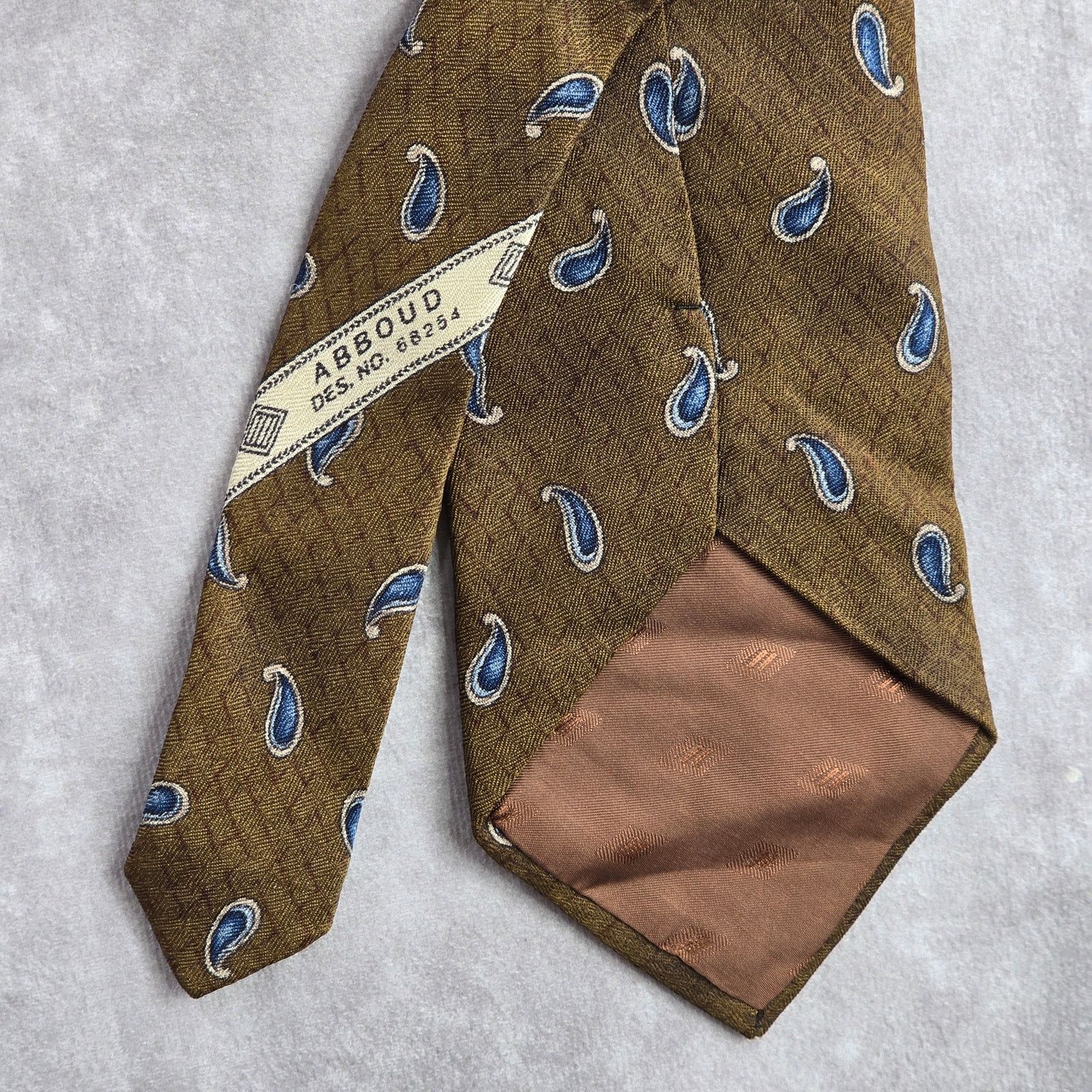 Joseph Abboud Joseph Abboud Brown Blue Floral Paisley Silk Italy Neck Tie Size 30 - 5 Thumbnail