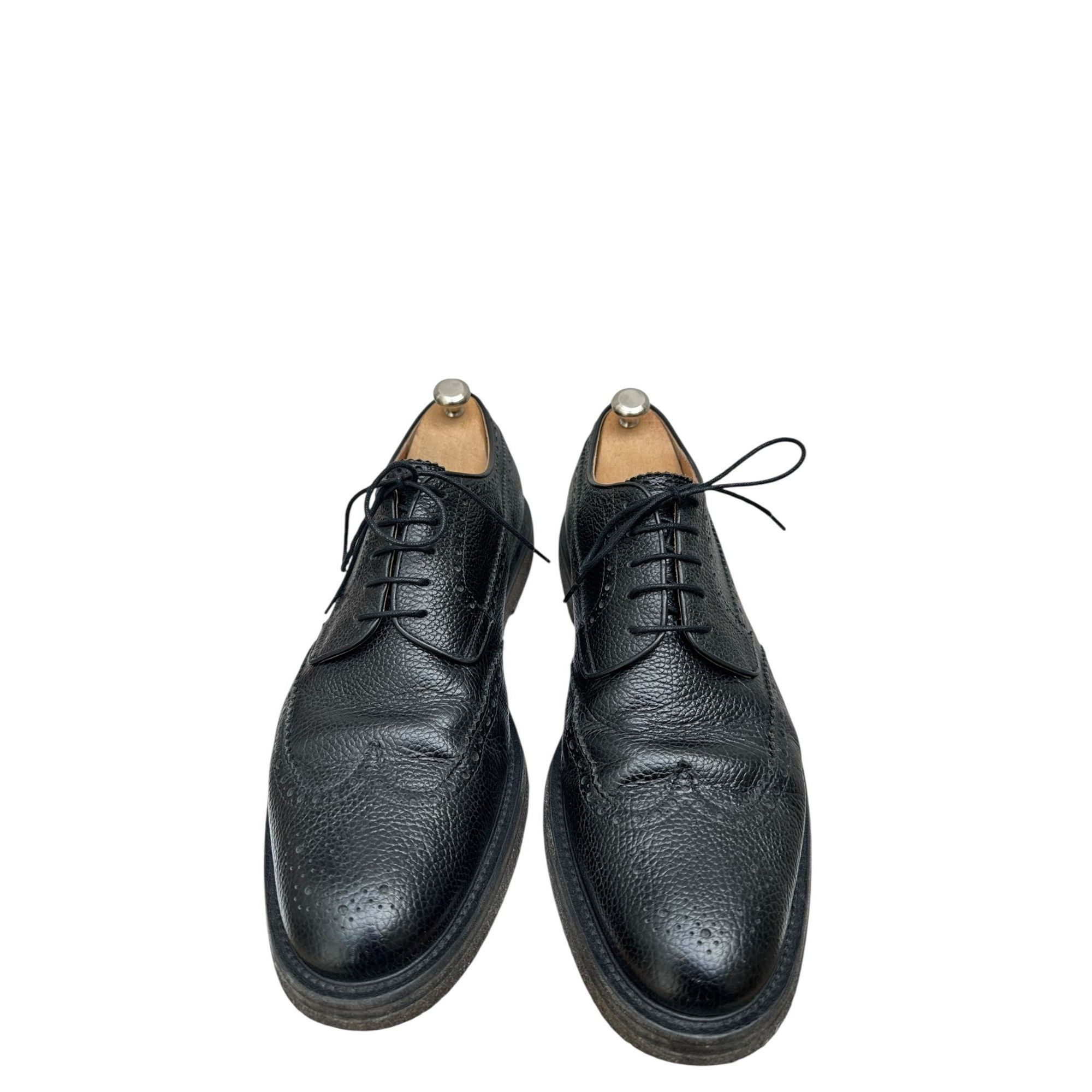 Dries Van Noten Black Pebble Leather Derby Shoes Size US 10.5 / EU 43-44 - 3 Thumbnail