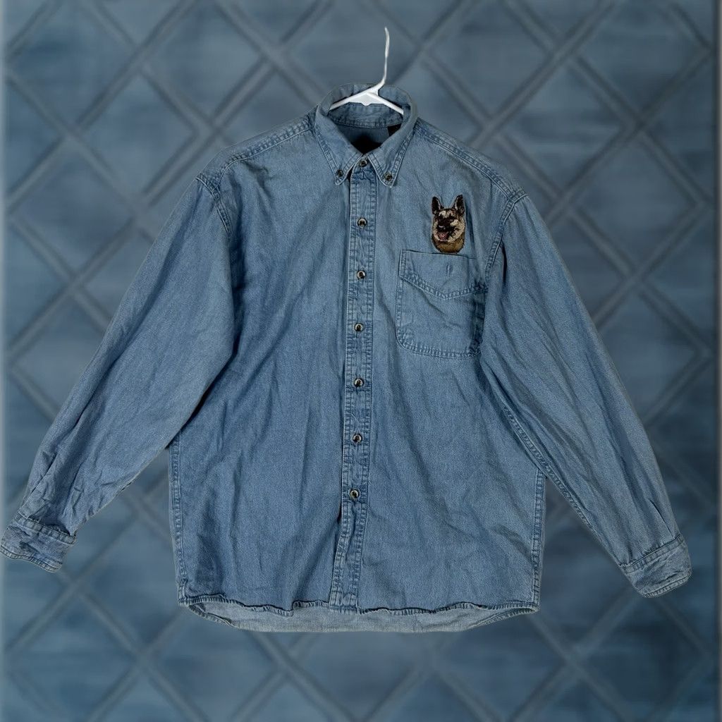 Peregrine VINTAGE Peregrine Bay Denim Button-Up Shirt Mens Small Embroidered Dog Shepherd Size US S / EU 44-46 / 1 - 1 Thumbnail