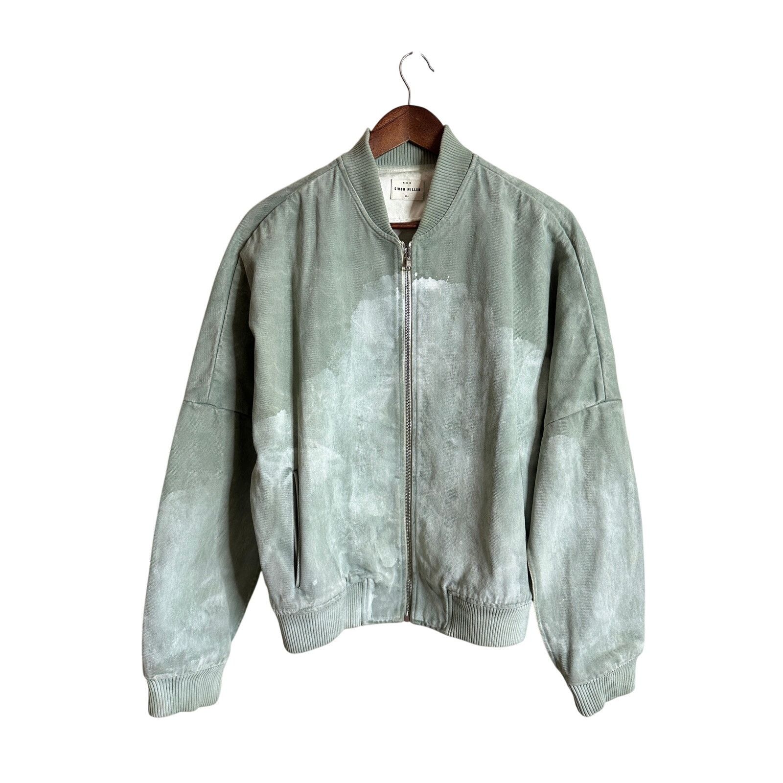 Simon Miller Simon Miller Stone Washed Sage Green Bomber Denim Jacket Size US M / EU 48-50 / 2 - 1 Thumbnail