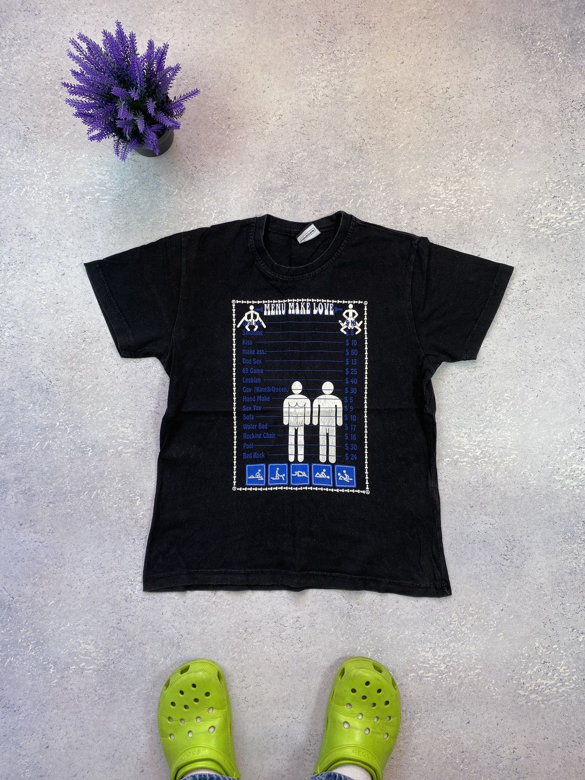 Designer × Vintage Vintage Fishbone Men’s T-Shirt Porn Menu Big Print Size US S / EU 44-46 / 1 - 2 Thumbnail