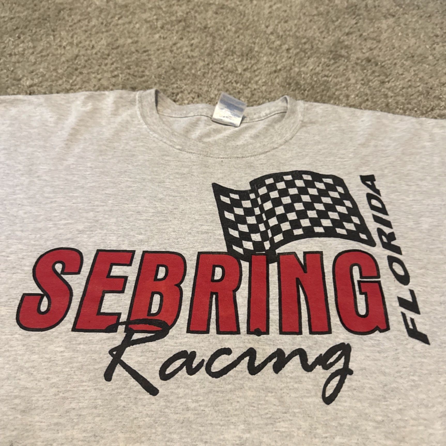 Gildan VINTAGE Sebring Racing Team Florida Grey Red T-Shirt 2XL Mens Gildan Florida 90s Racing Mens Size US XXL / EU 58 / 5 - 3 Thumbnail