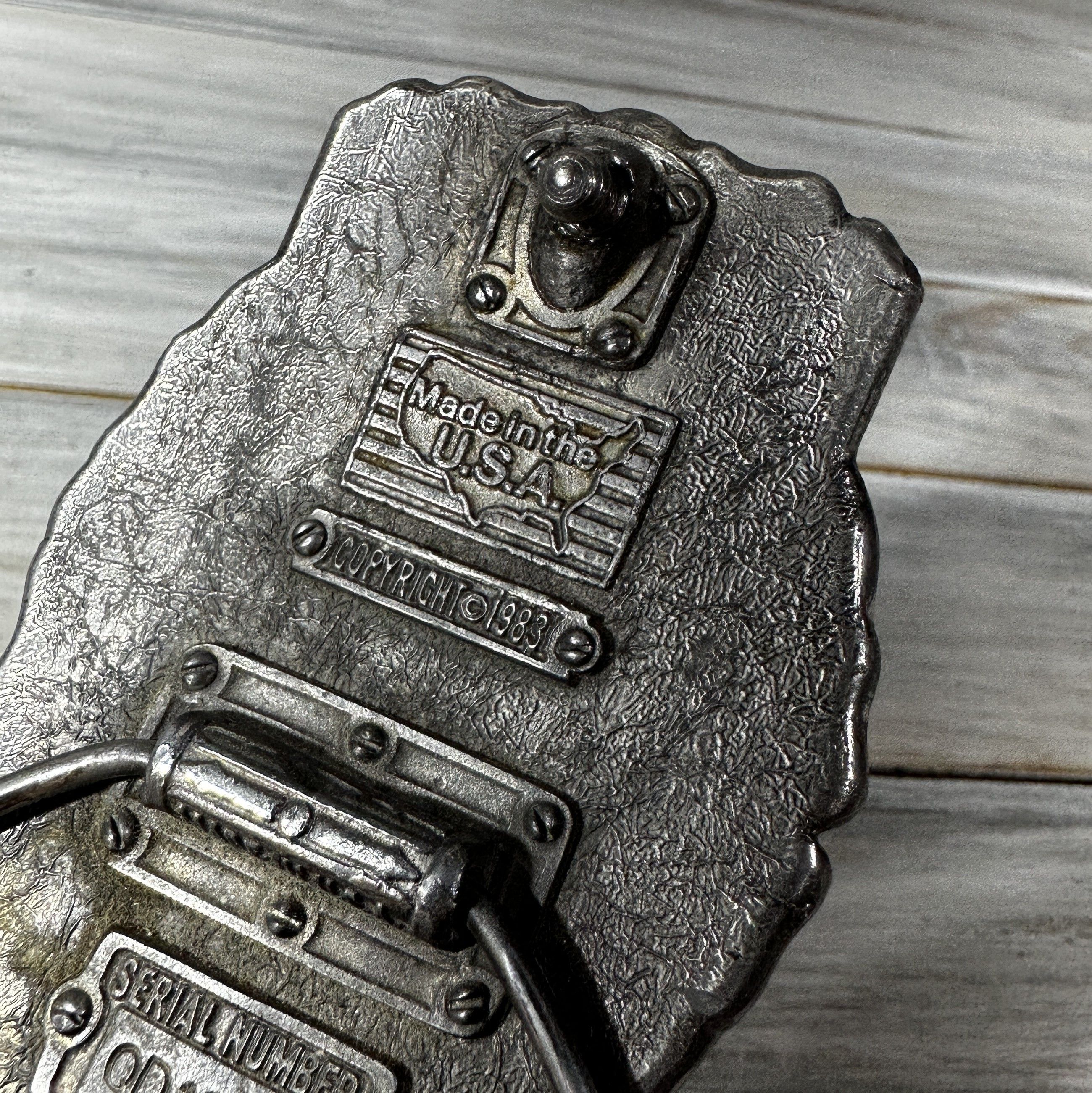 Other Vintage 1983 Eagle Belt Buckle Made In USA Black Enamel Face Size ONE SIZE - 15 Thumbnail