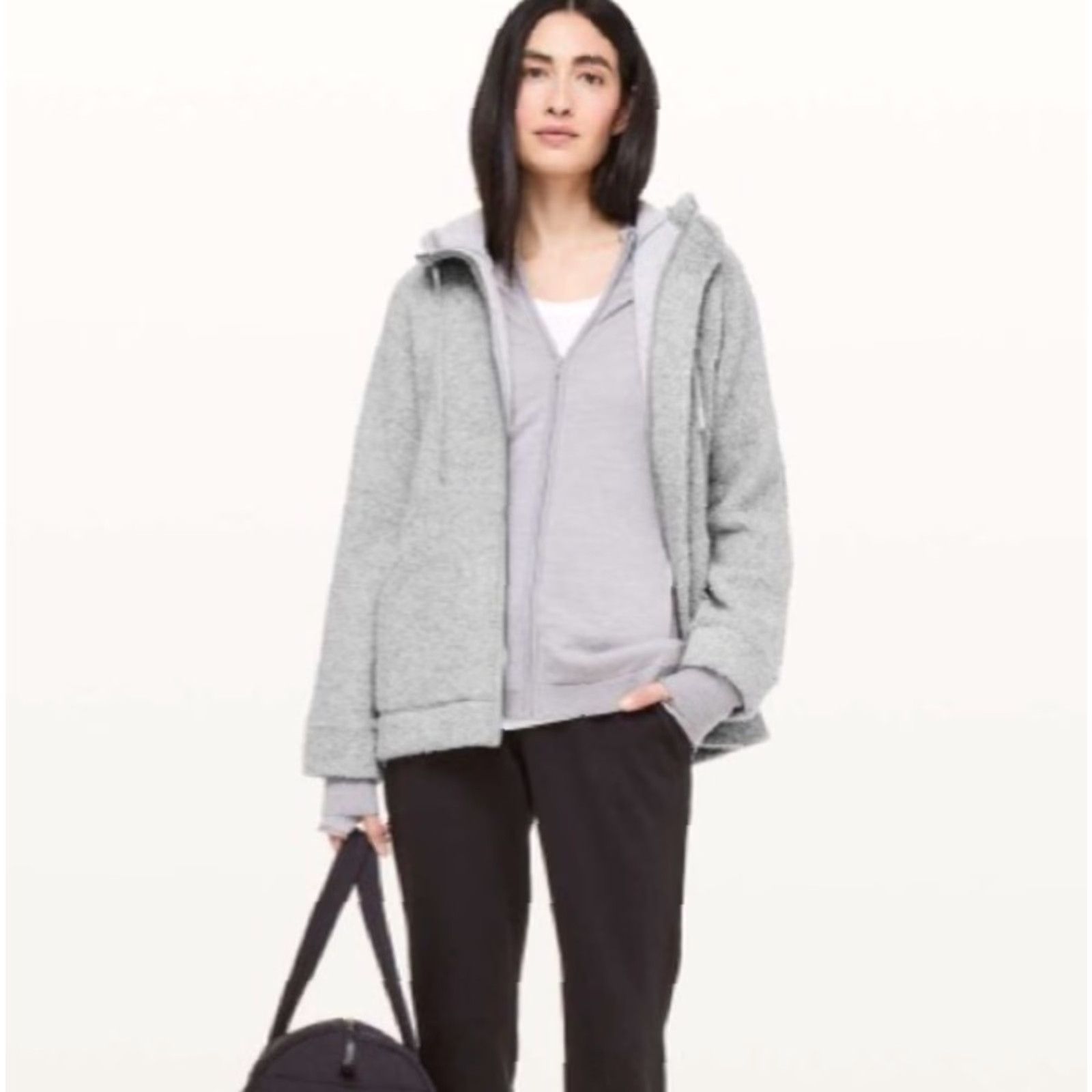 Lululemon Lululemon So Sherpa Wool Blend Boucle Gray Heather Hooded Zip Jacket Size 6 Women Casual Hoodie Jacket Size M / US 6-8 / IT 42-44 - 2 Thumbnail