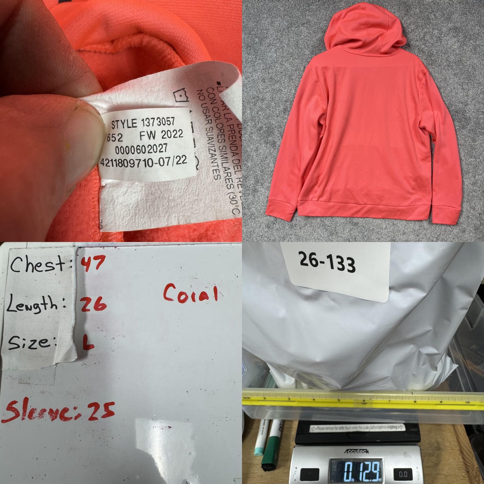 Under Armour Under Armour Hoodie Mens Large Coral Pink Pullover Fleece Script Logo Sweatshirt Size US L / EU 52-54 / 3 - 9 Thumbnail