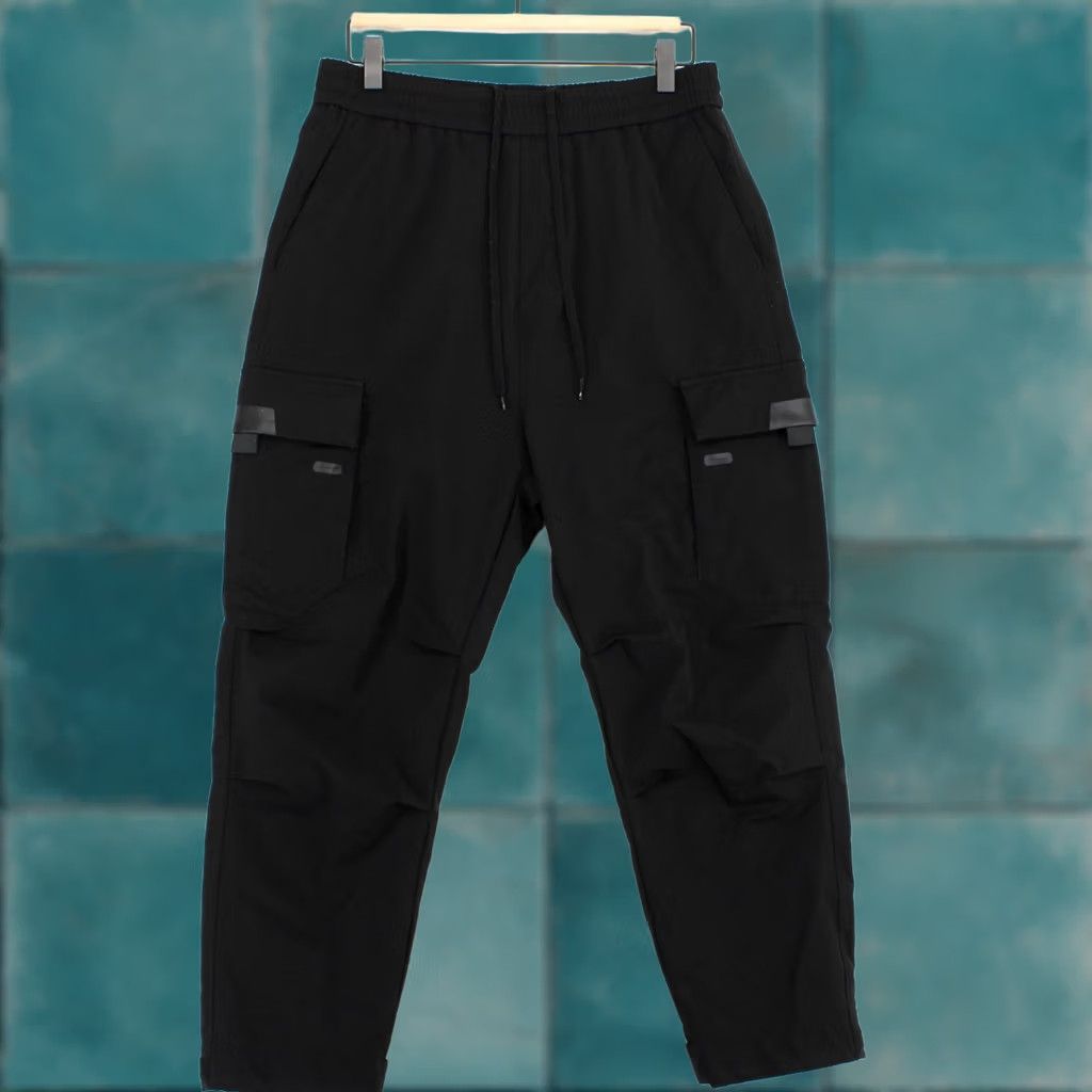 Vintage NOME Cargo Pants Mens S Black Techwear Utility Joggers Drawstring Elastic Waist Size US 29 - 1 Thumbnail